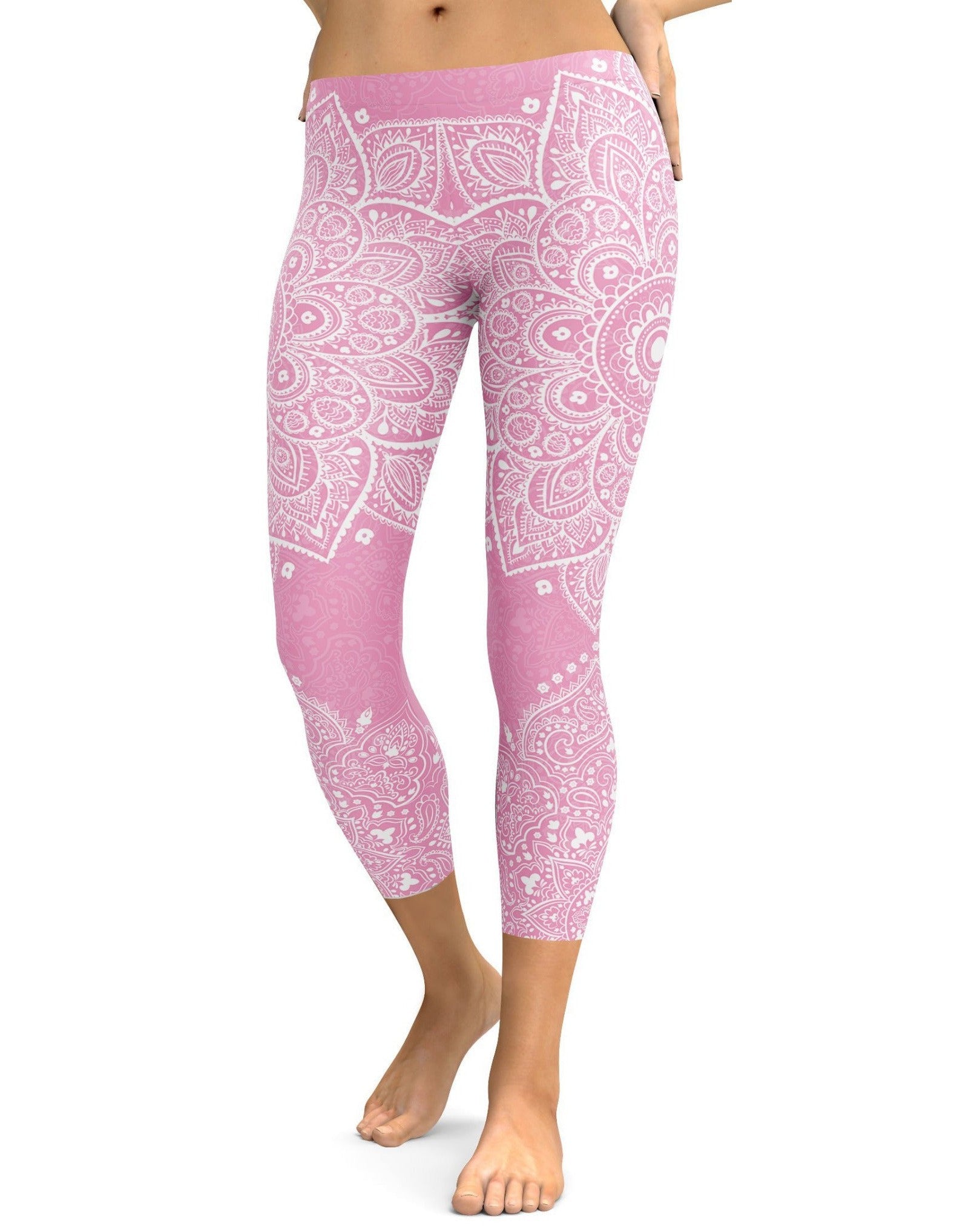 Soft Pink Mandala Capris - GearBunch Leggings