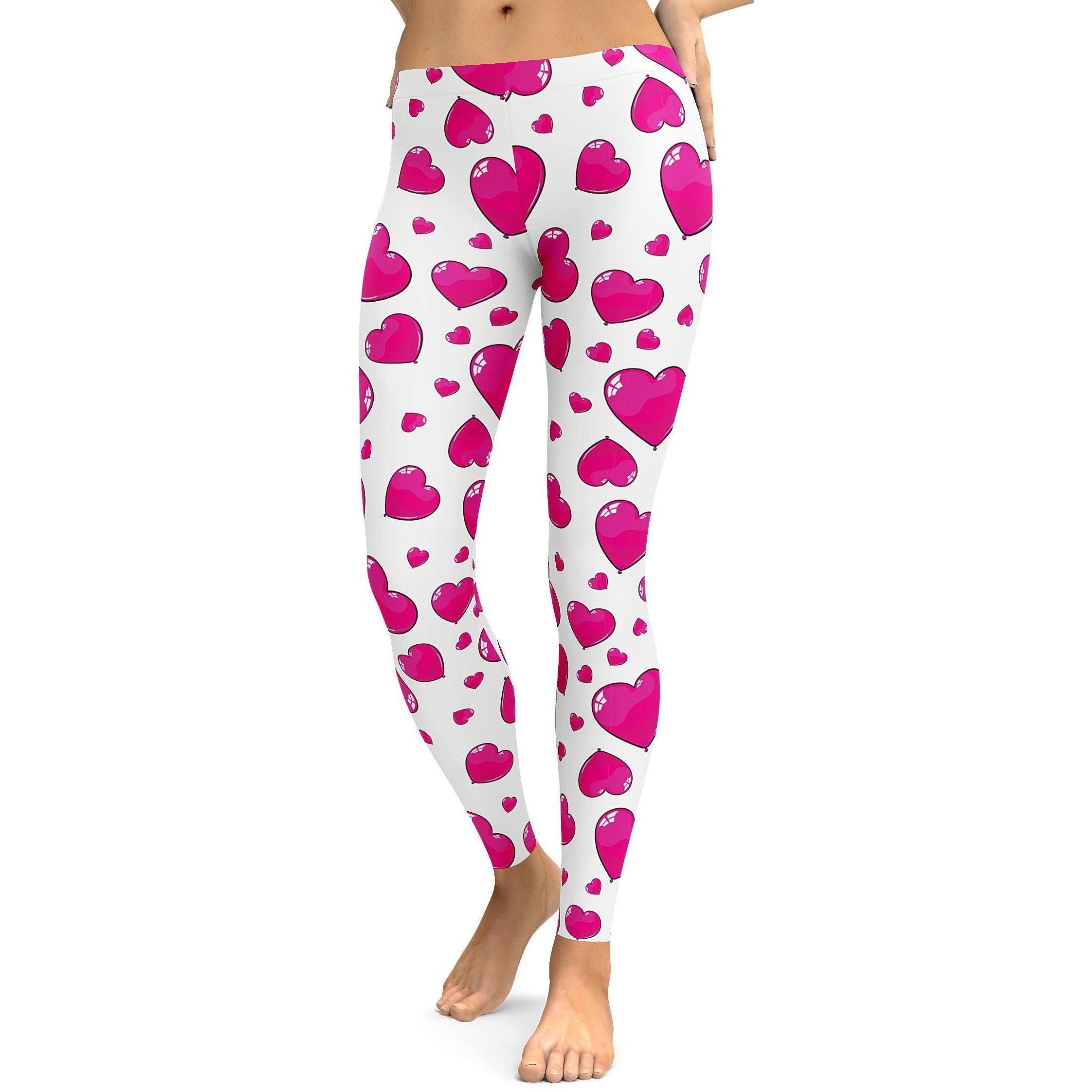 Pink Heart Shaped Balloon Leggings - Gearbunch