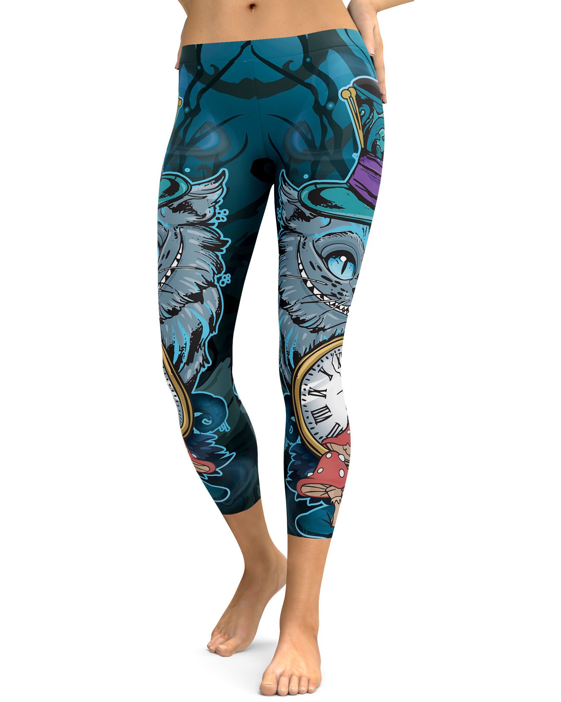 Ladies' Elastic Sport Leggings - Cheshire Cat | Dedoles