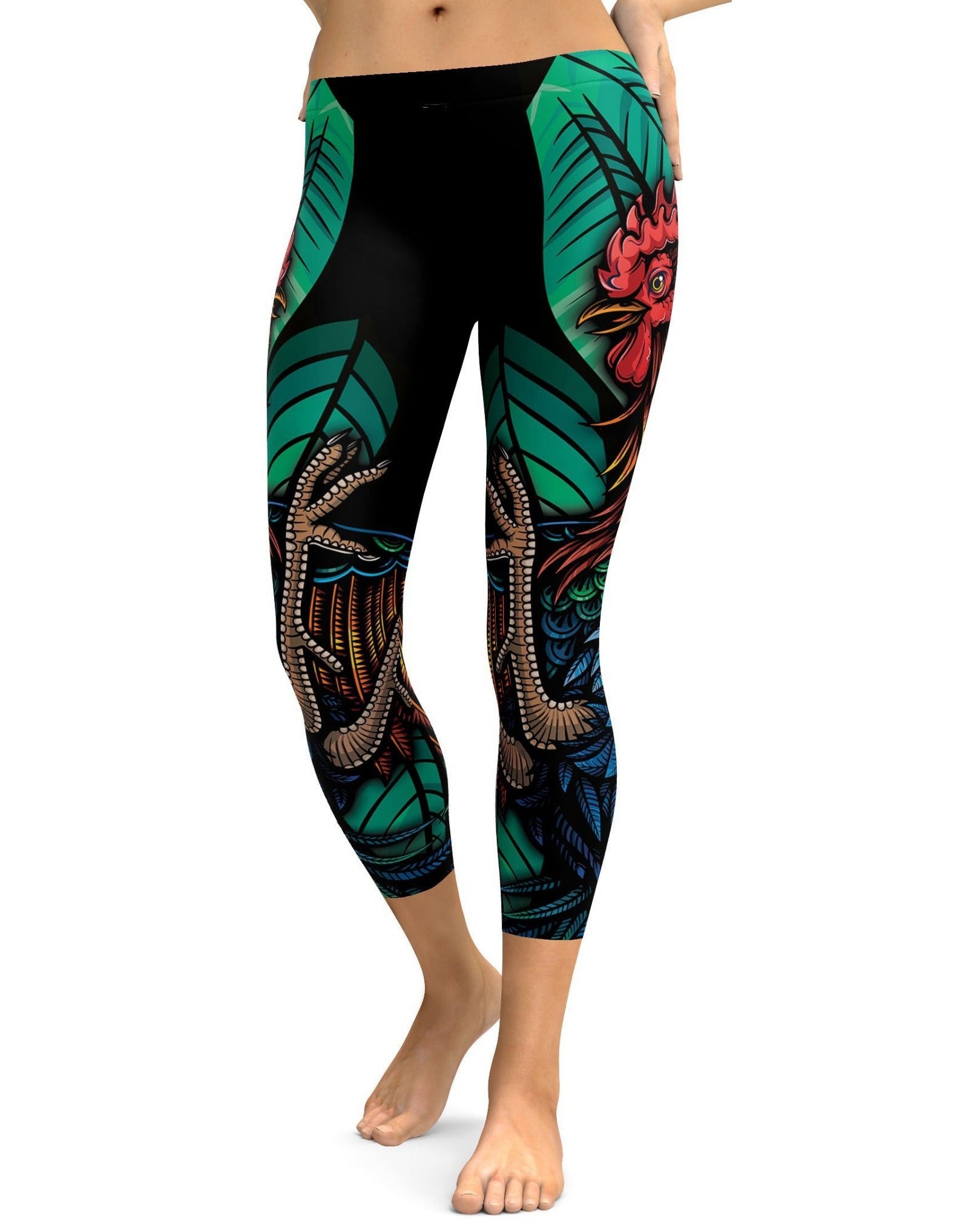 Colorful Rooster Capris - Gearbunch Leggings