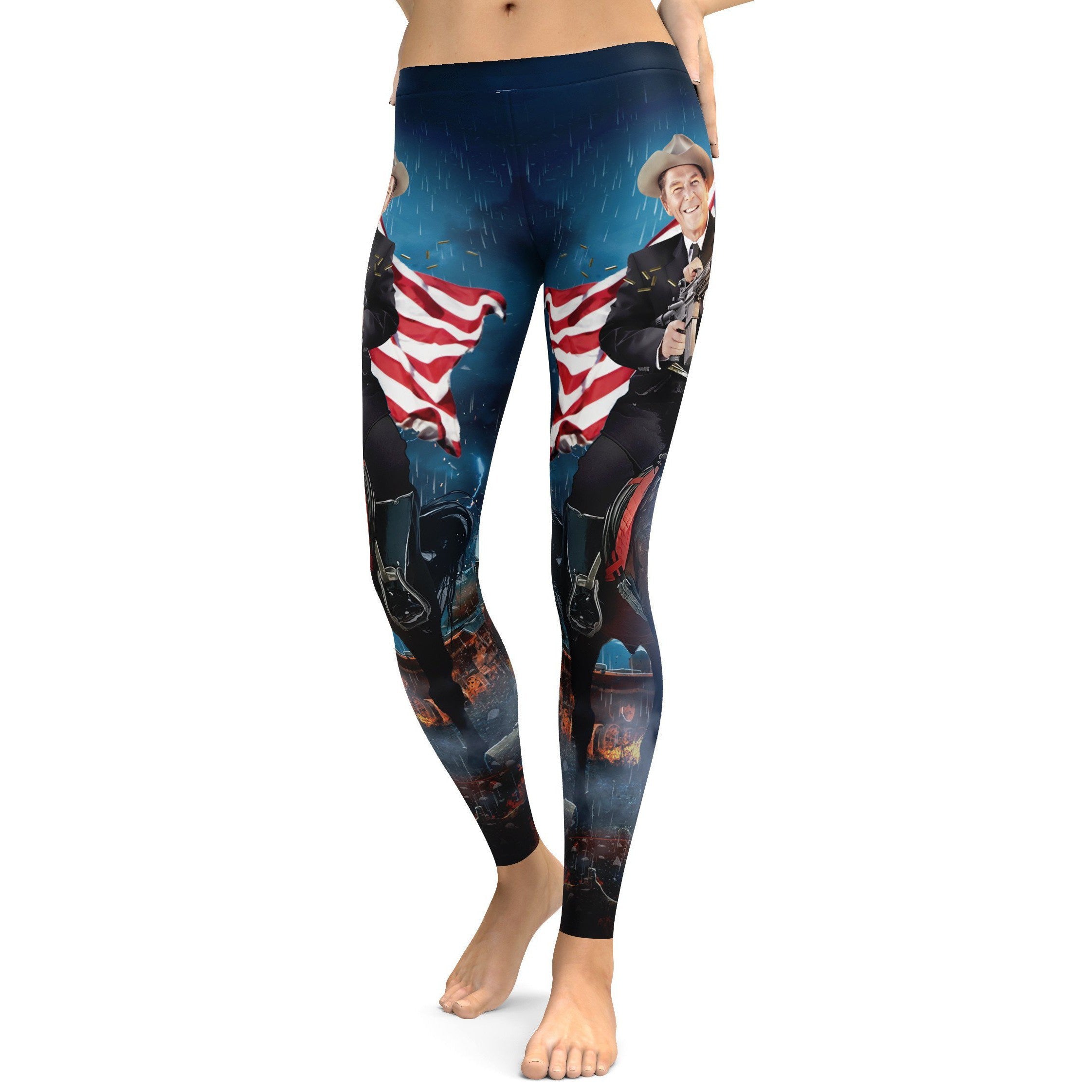 Womens Workout Yoga American Pride Reagan Leggings Black/Blue/Red | Gear Brunch