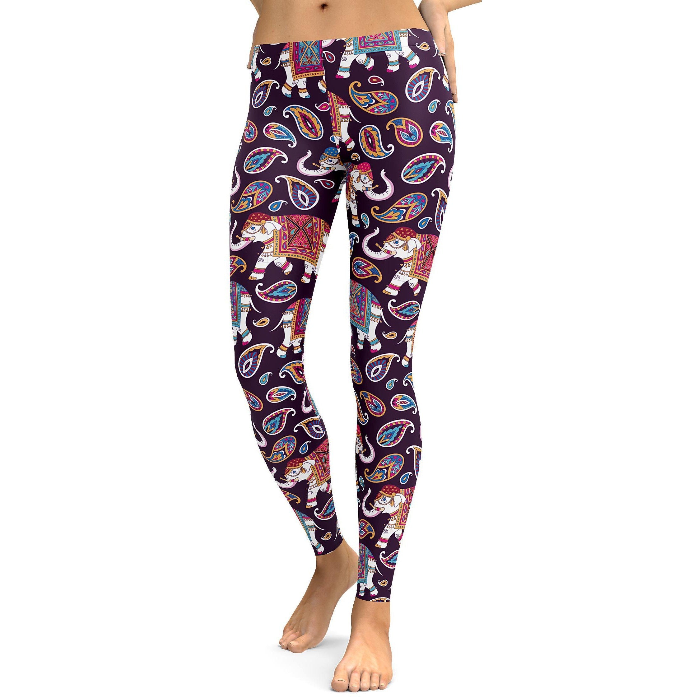 Indian Elephant Pattern Leggings - GearBunch Leggings / Yoga Pants