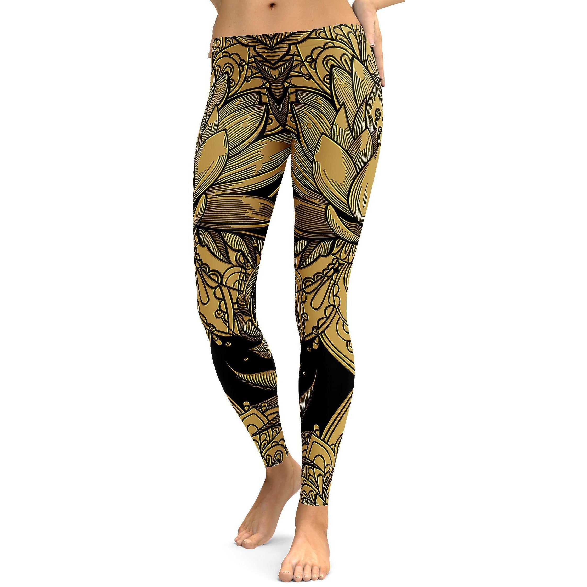 Golden Lotus Leggings - GearBunch Leggings / Yoga Pants