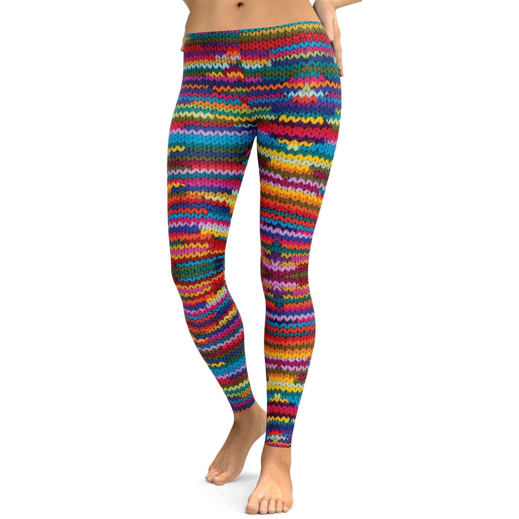 Colorful Knitted Pattern Leggings - GearBunch Leggings