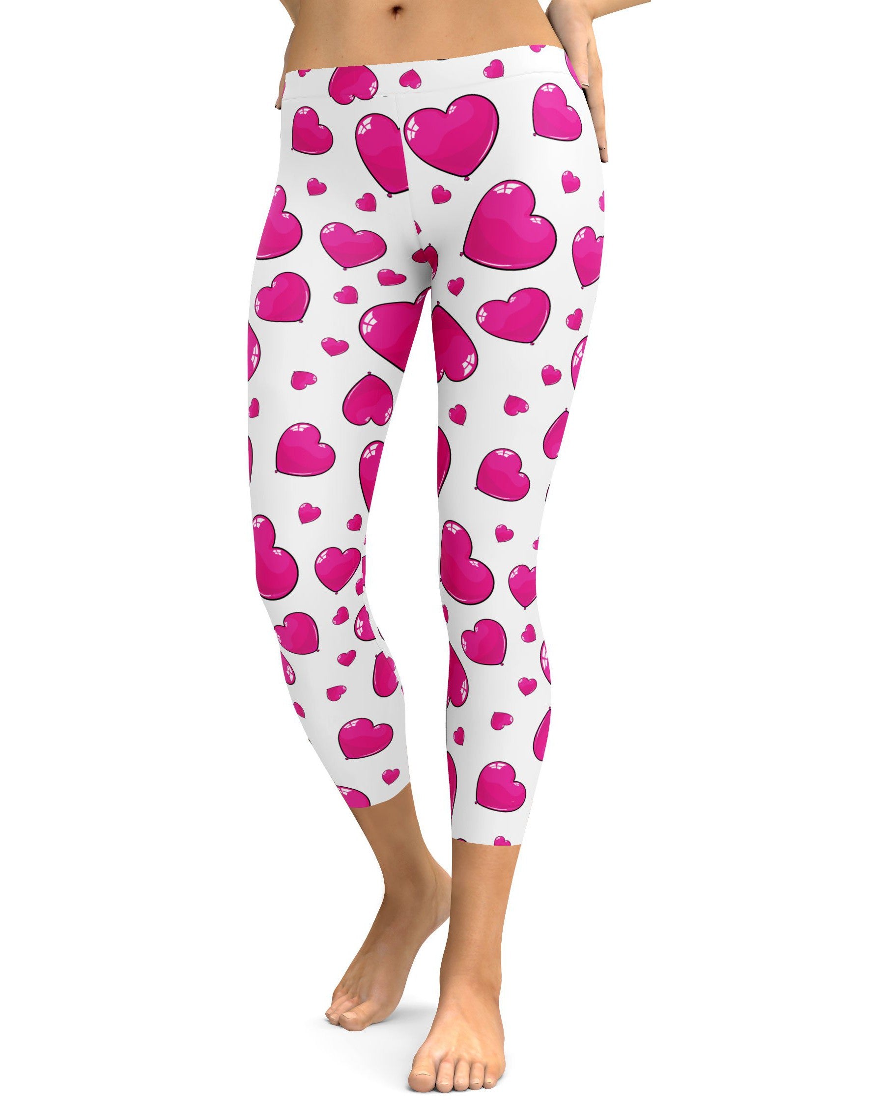 Pink Heart Shaped Balloon Capris - Gearbunch