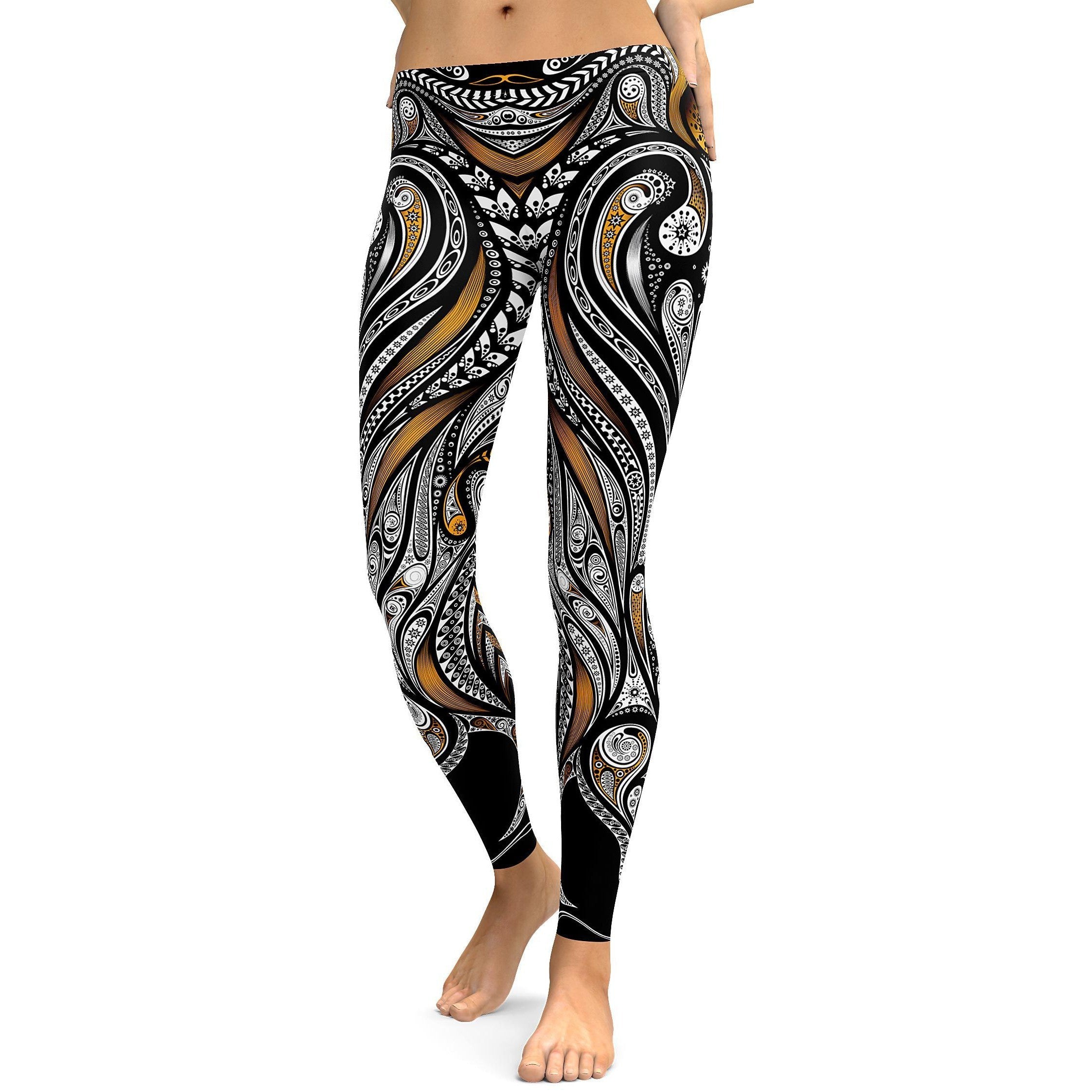 Orange Ornament Pattern Leggings - GearBunch Leggings / Yoga Pants