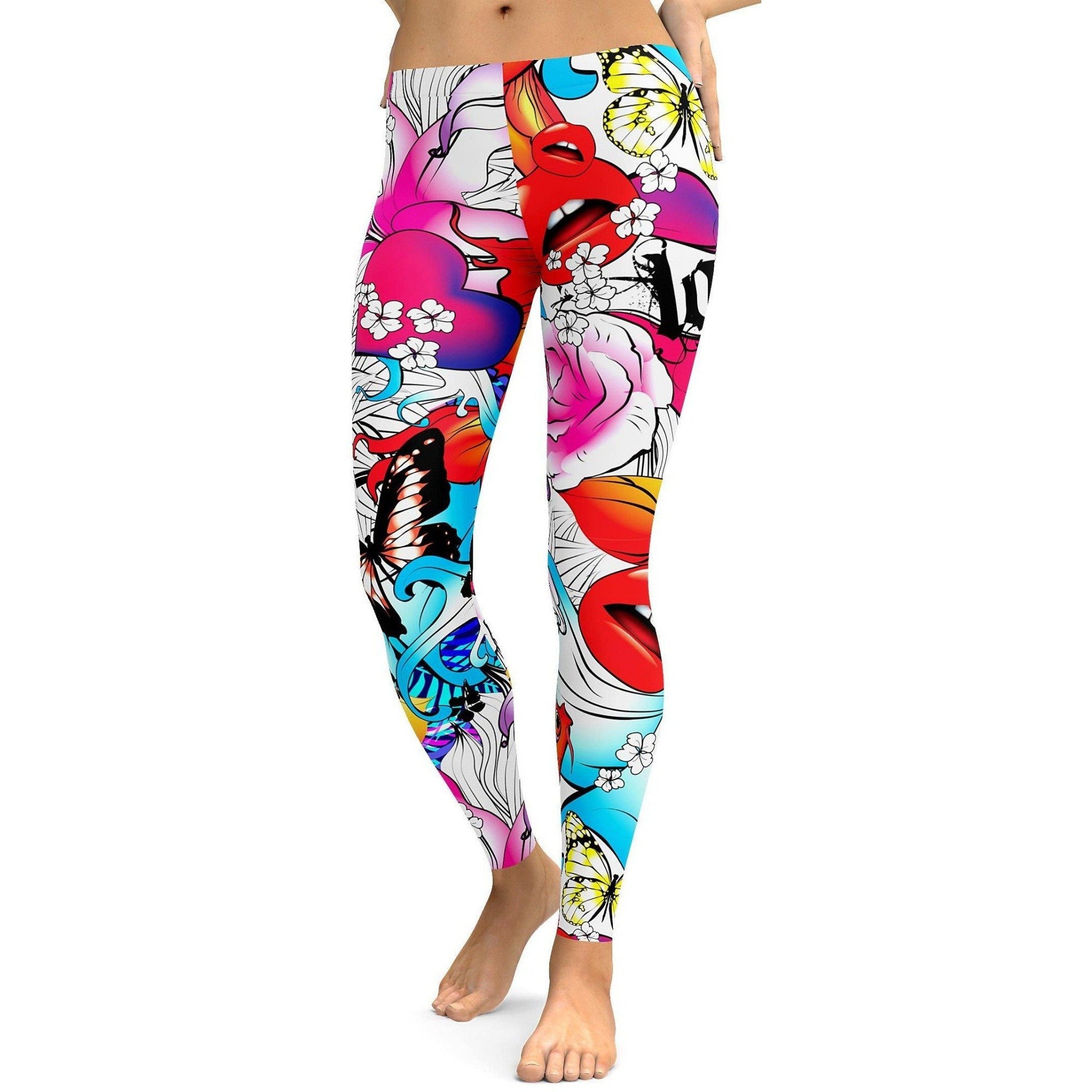 Flowers and Tats Rave Leggings - GearBunch Leggings 