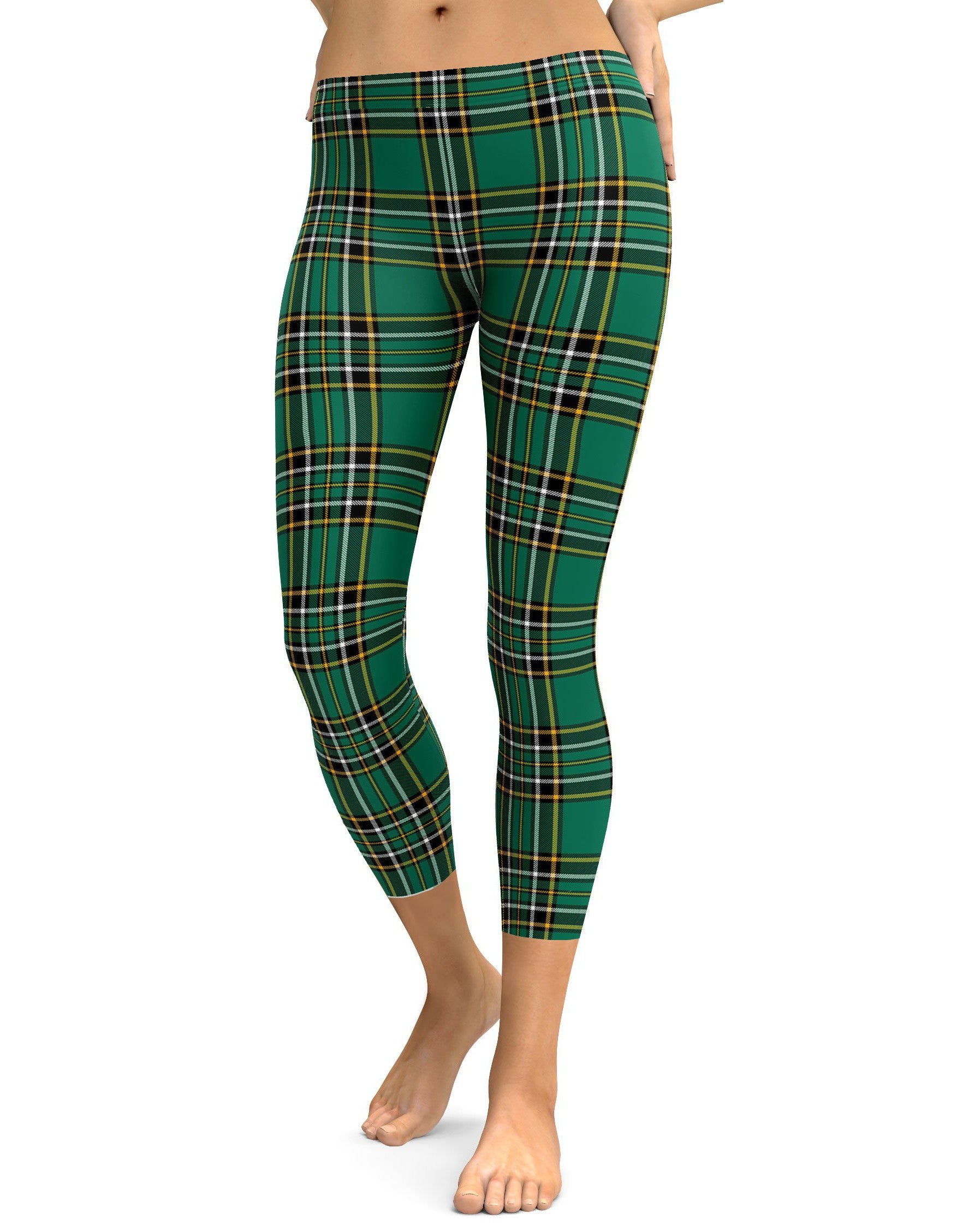 Irish Green Tartan Capris - GearBunch Leggings / Yoga Pants