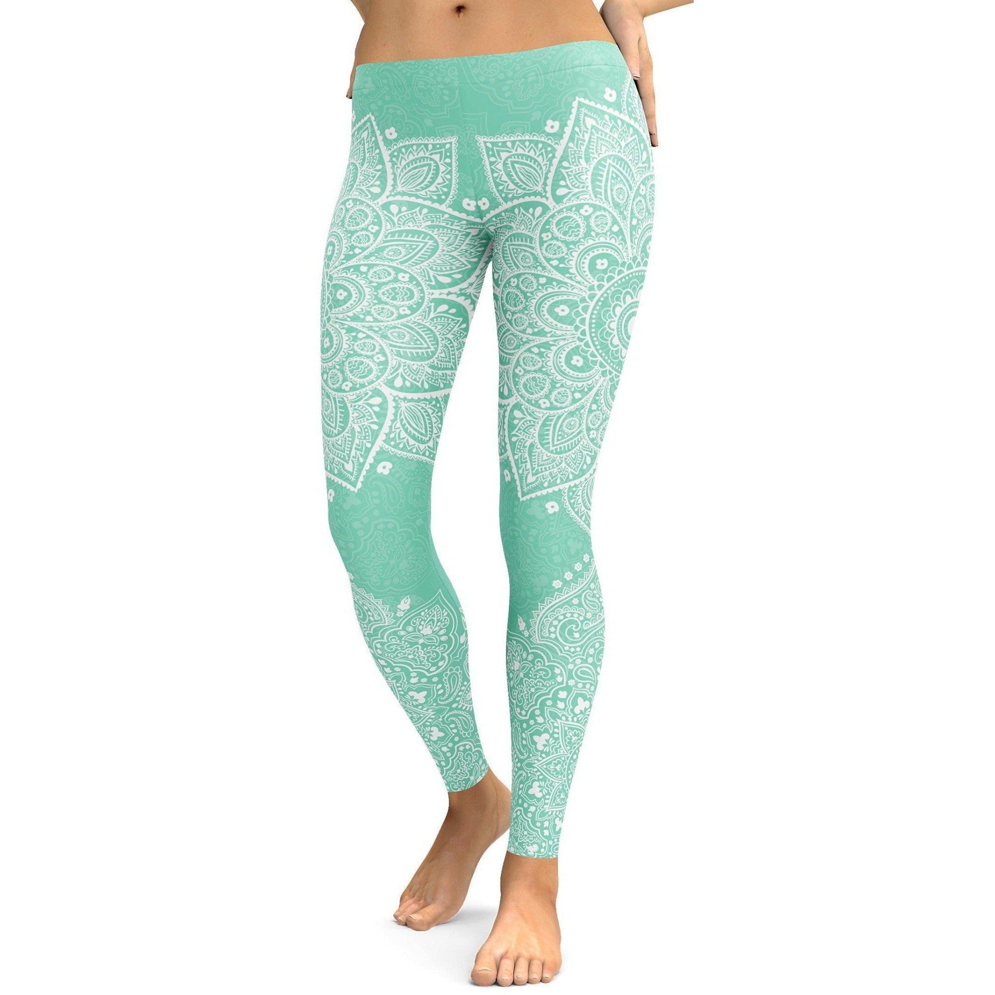 Mint Green Mandala Leggings - Gearbunch Leggings