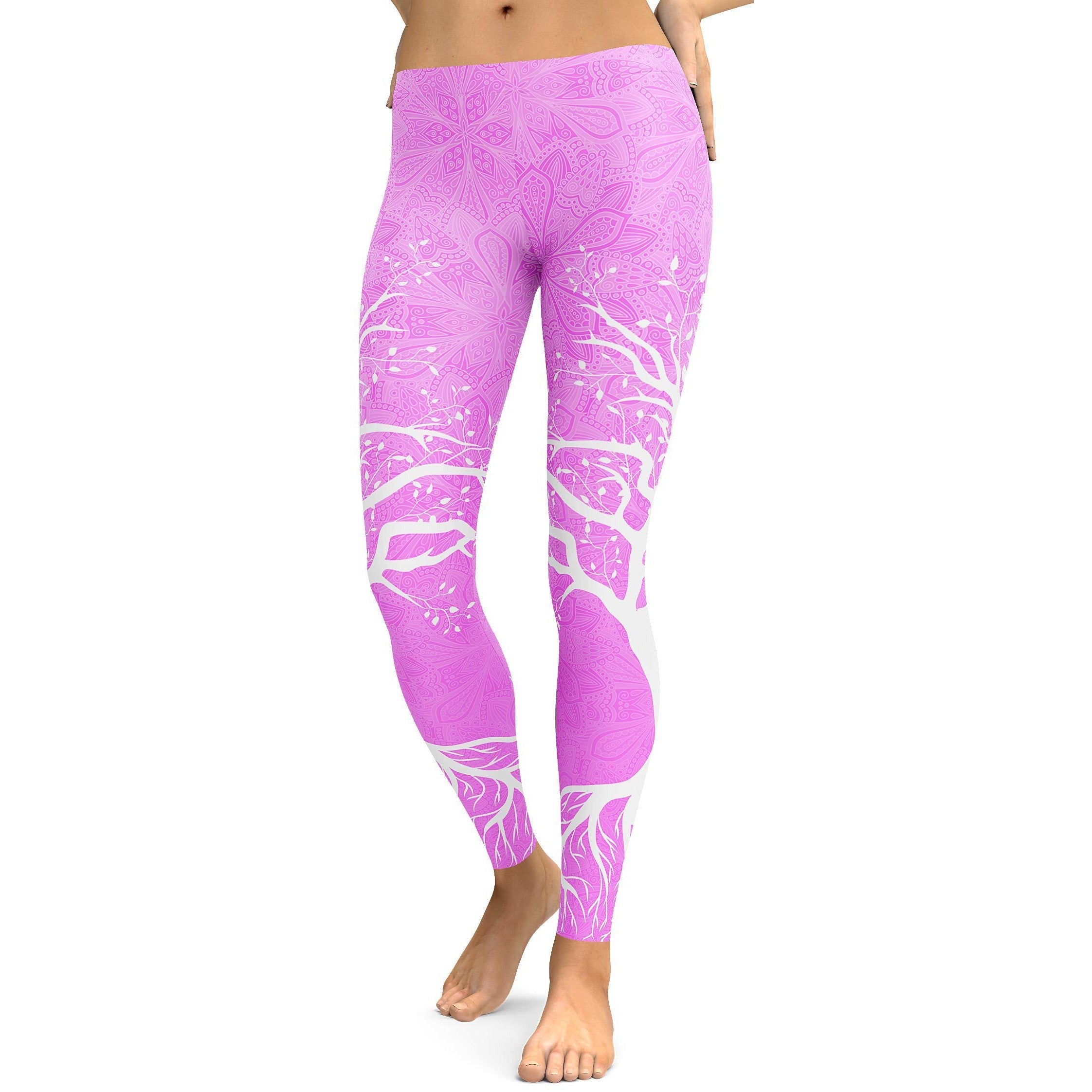 Soft Pink Tree of Life Leggings - GearBunch Leggings / Yoga Pants