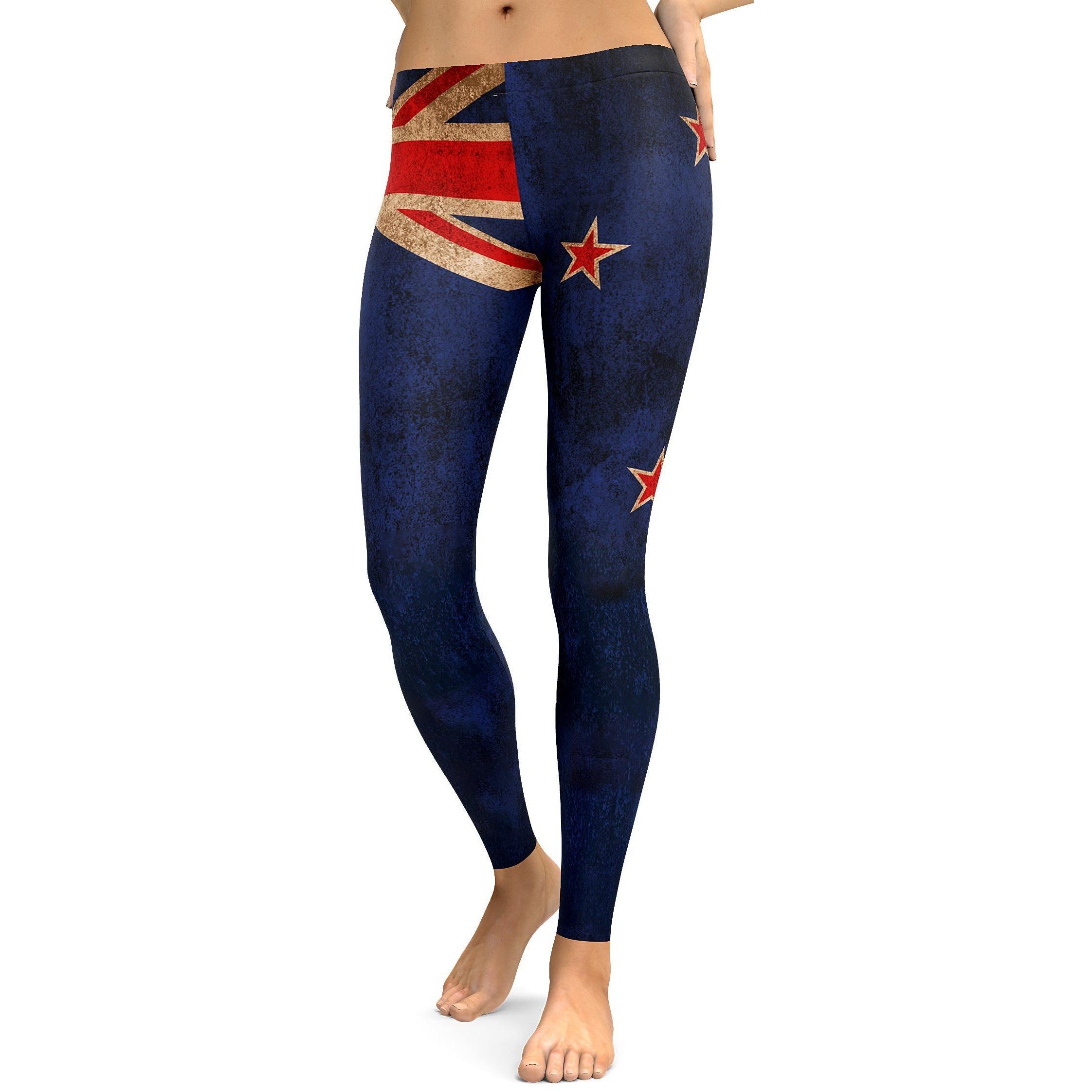 Grunge New Zealand Flag Leggings - GearBunch Leggings / Yoga Pants