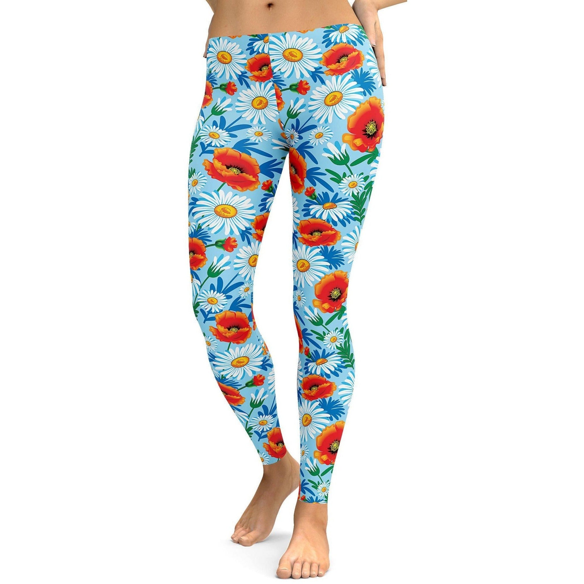 Poppy & Daisy Floral Leggings - Gearbunch Leggings