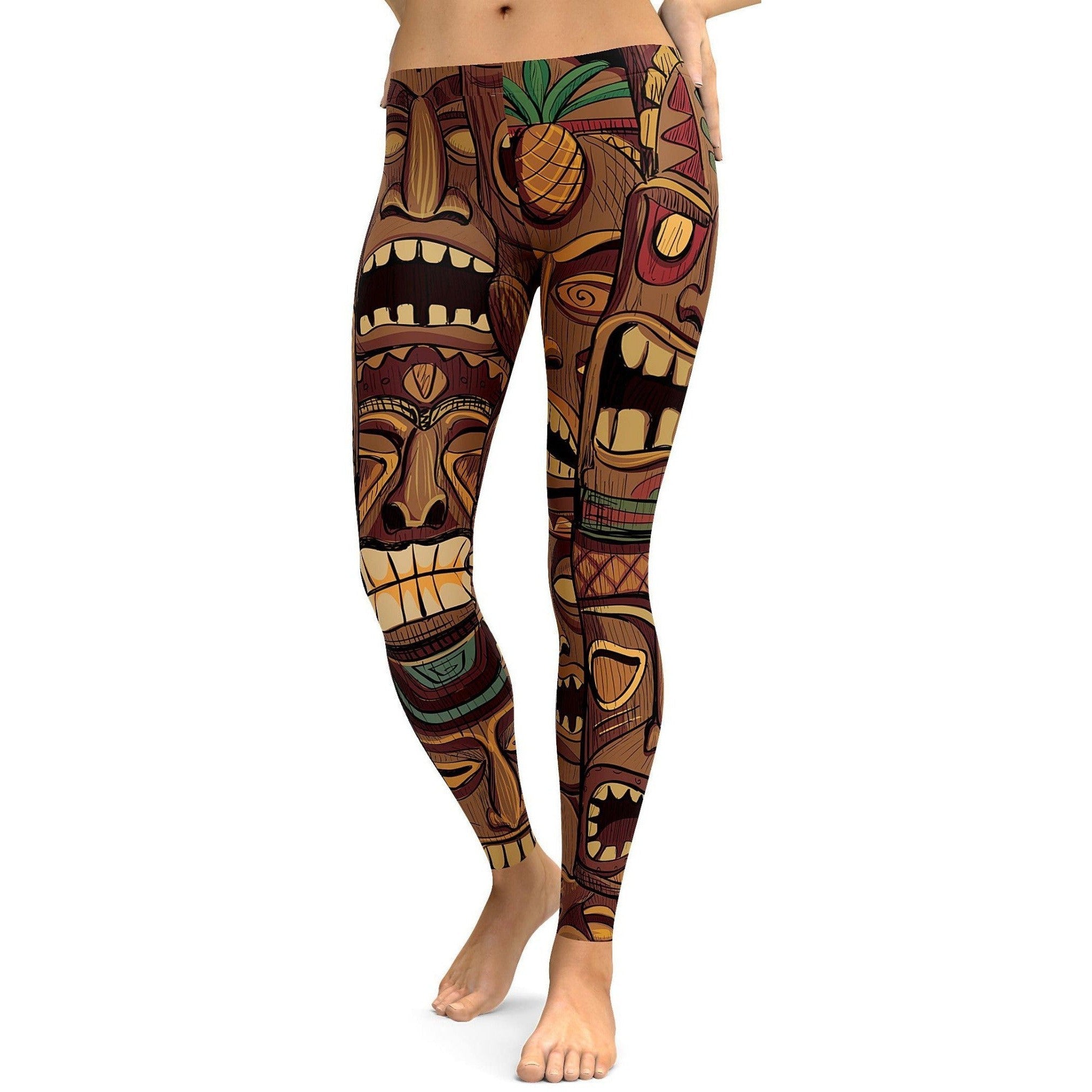 Hawaiian Tiki Masks Leggings - Gearbunch Leggings