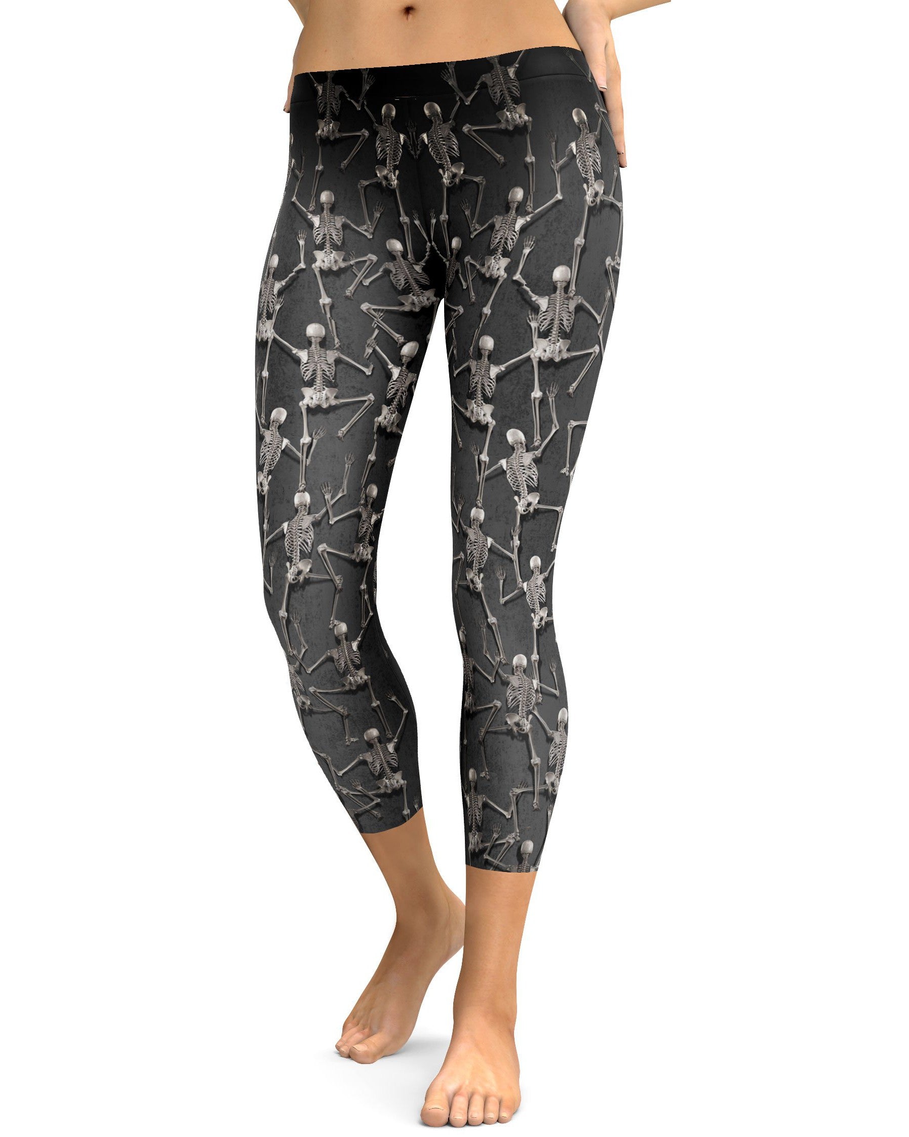 Tiny Skeletons Creeping Up Capris - GearBunch Leggings / Yoga Pants