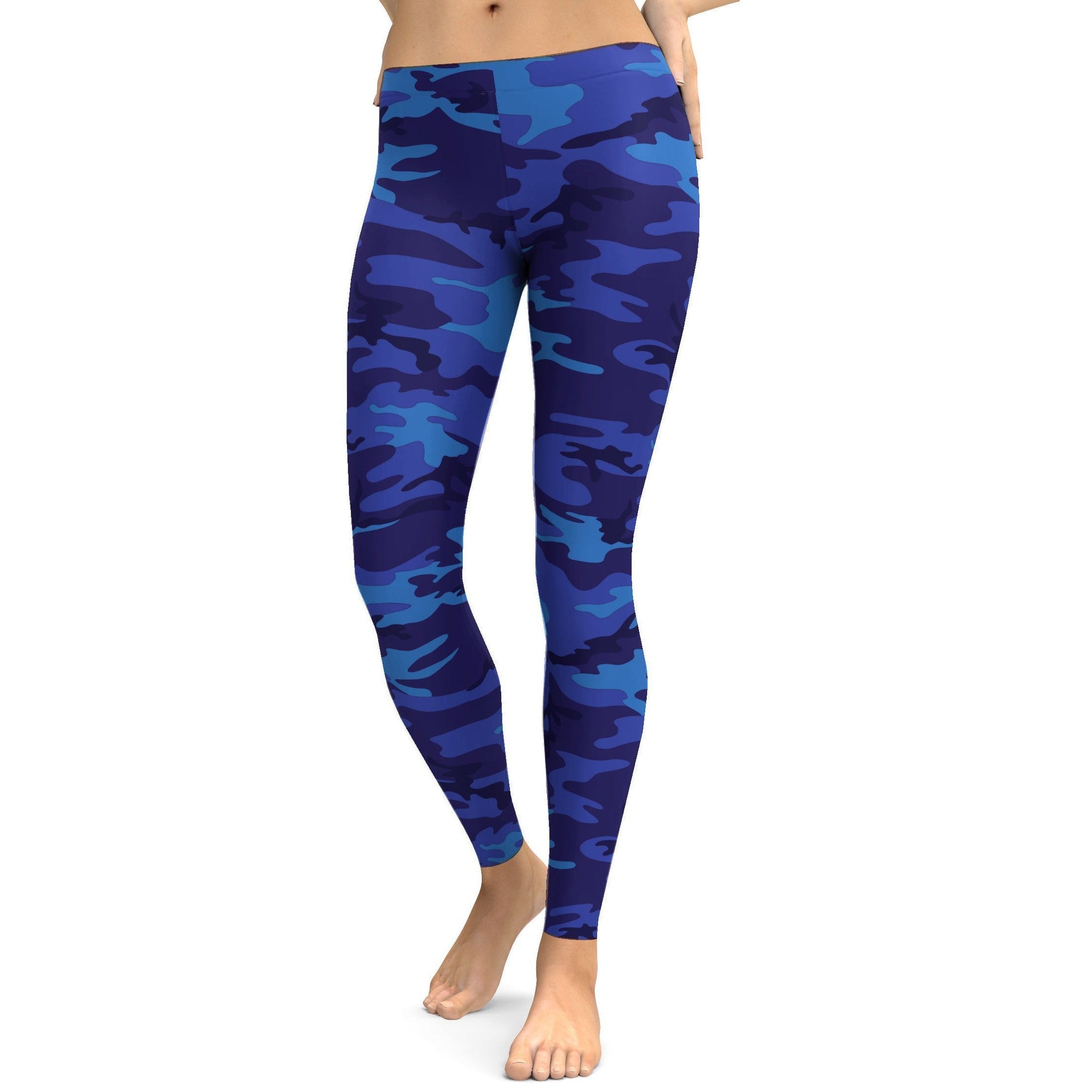 Womens Workout Yoga Blue Camo Leggings