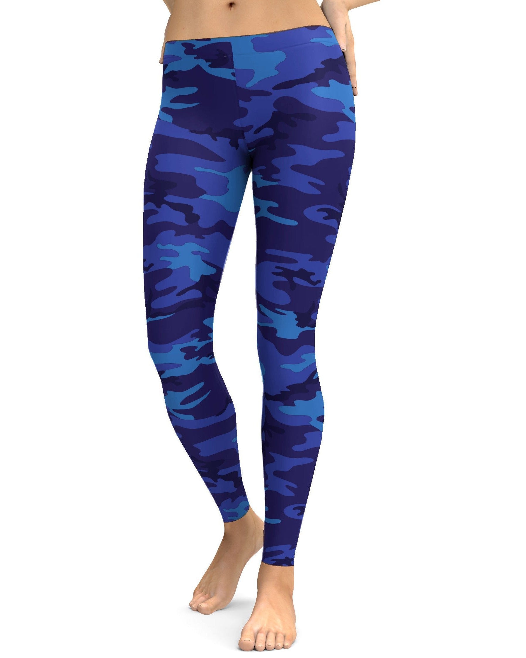 Womens Workout Yoga Blue Camo Leggings