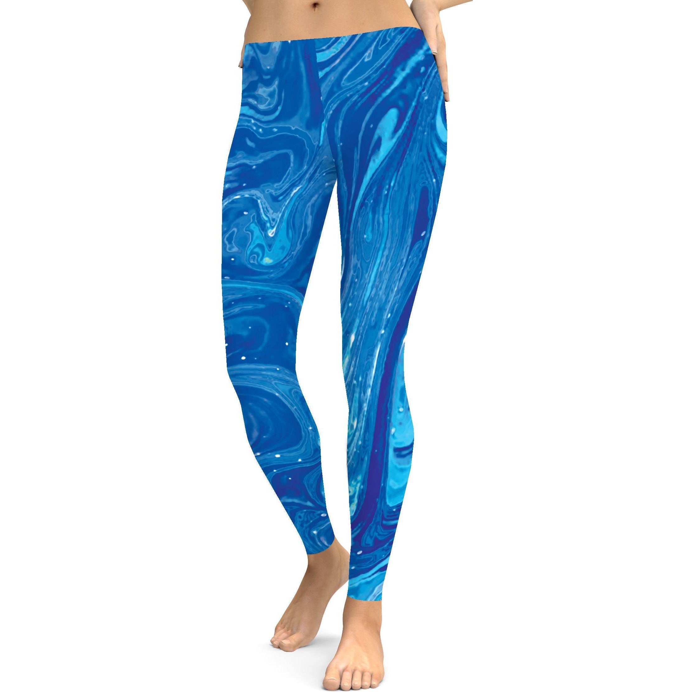 Womens Workout Yoga Blue Swirl Legging