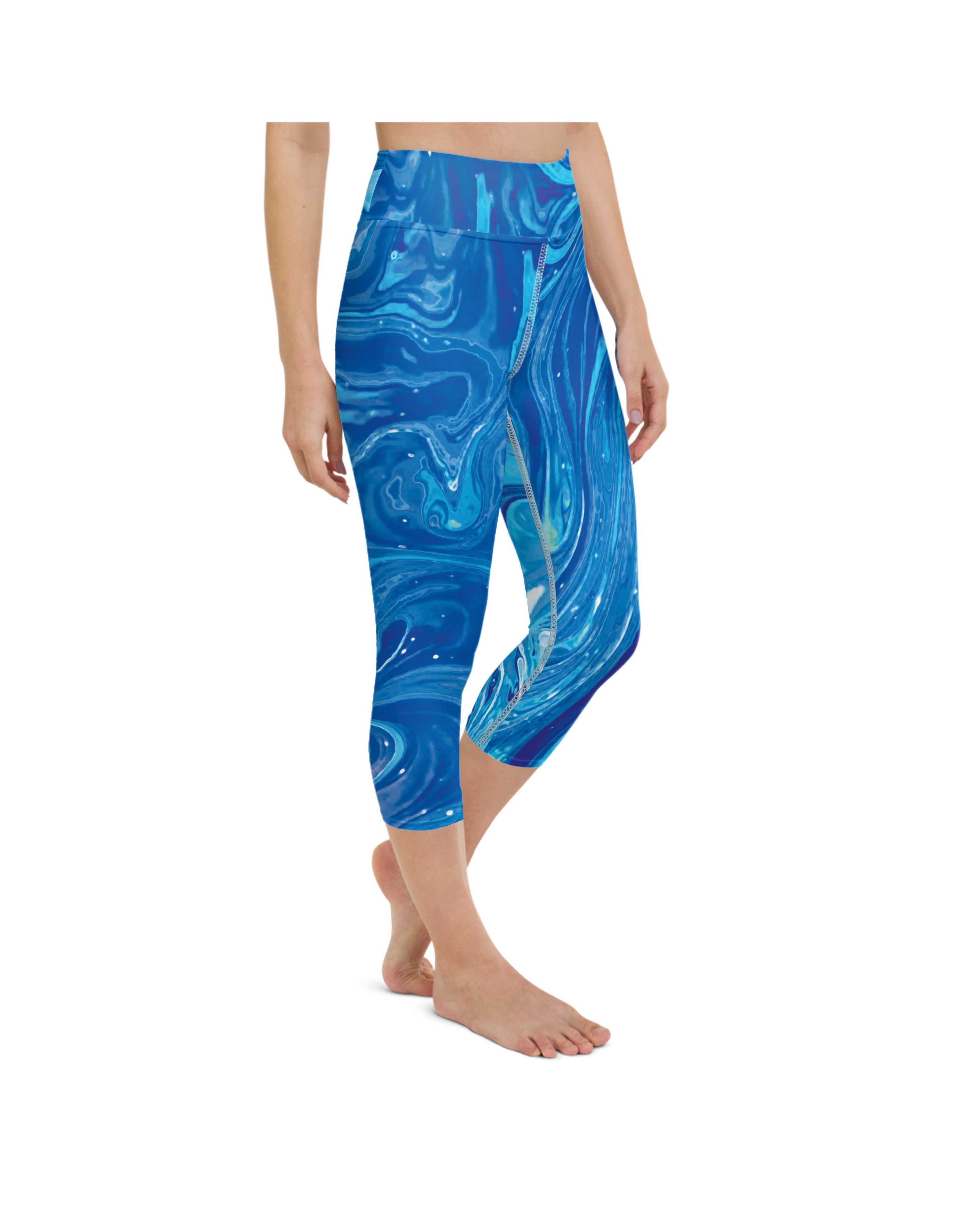 Blue Swirl Yoga Capris Gearbunch