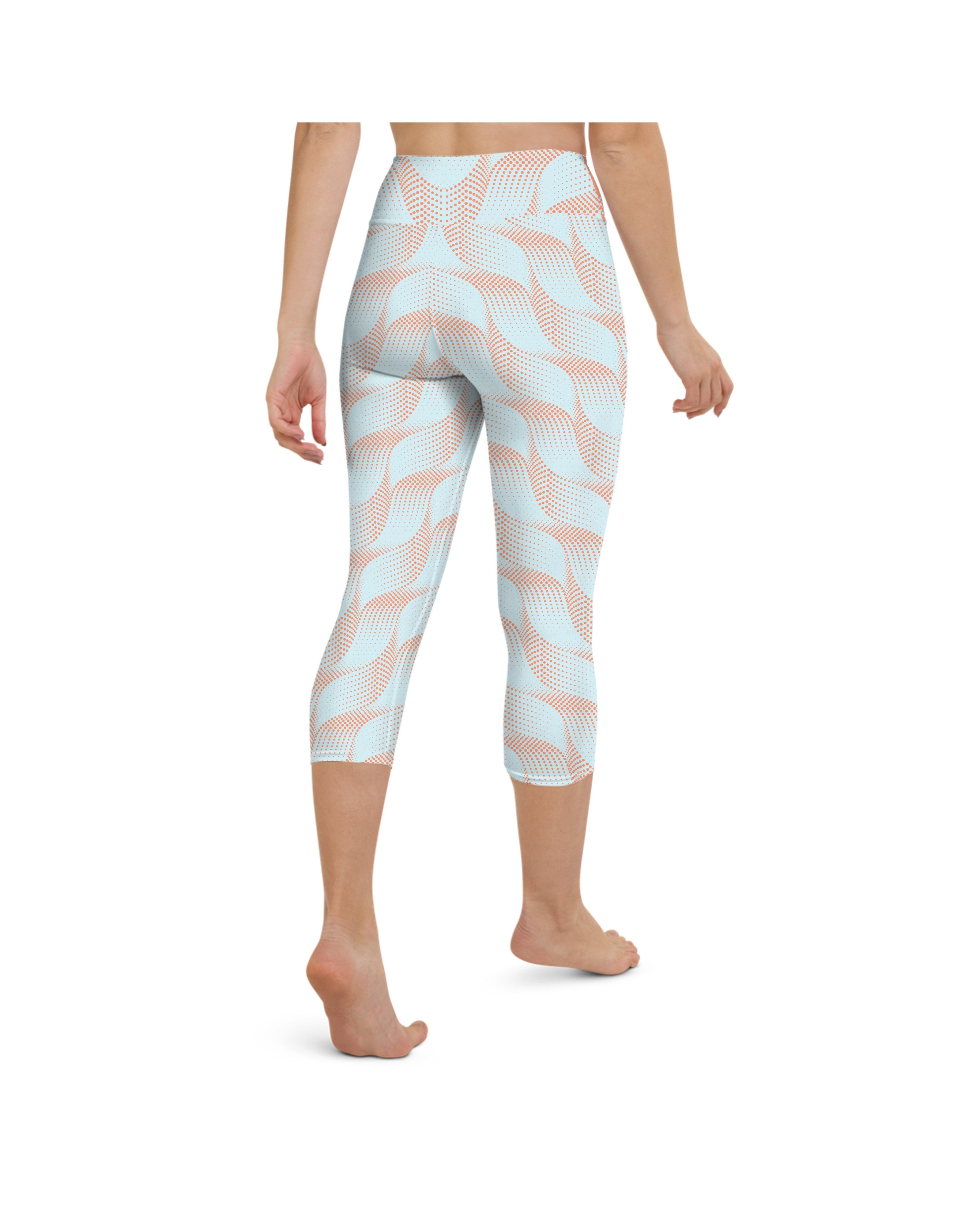 Light Blue & Apricot Wave Yoga Capris Gearbunch