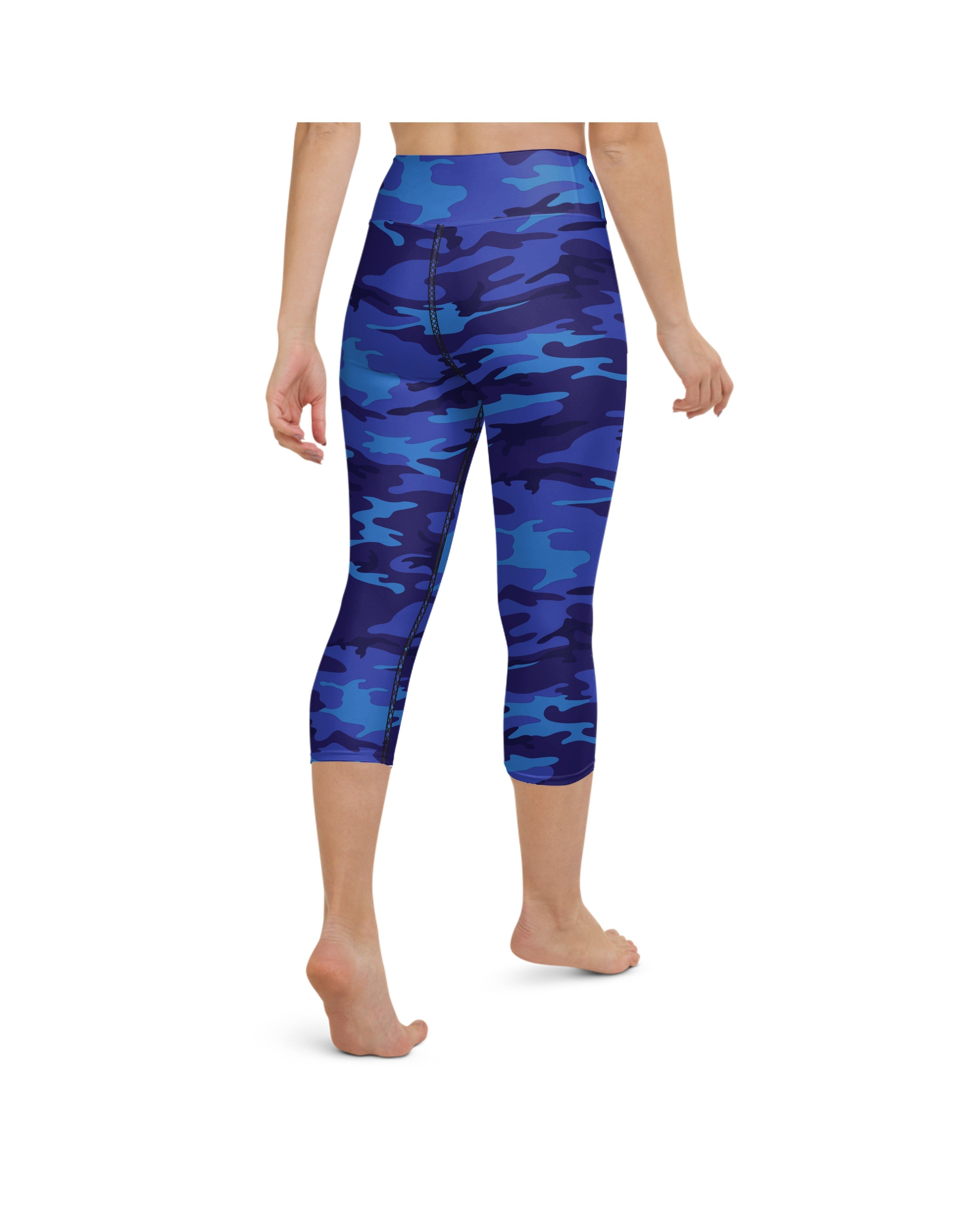 Blue Camo Yoga Capris Gearbunch