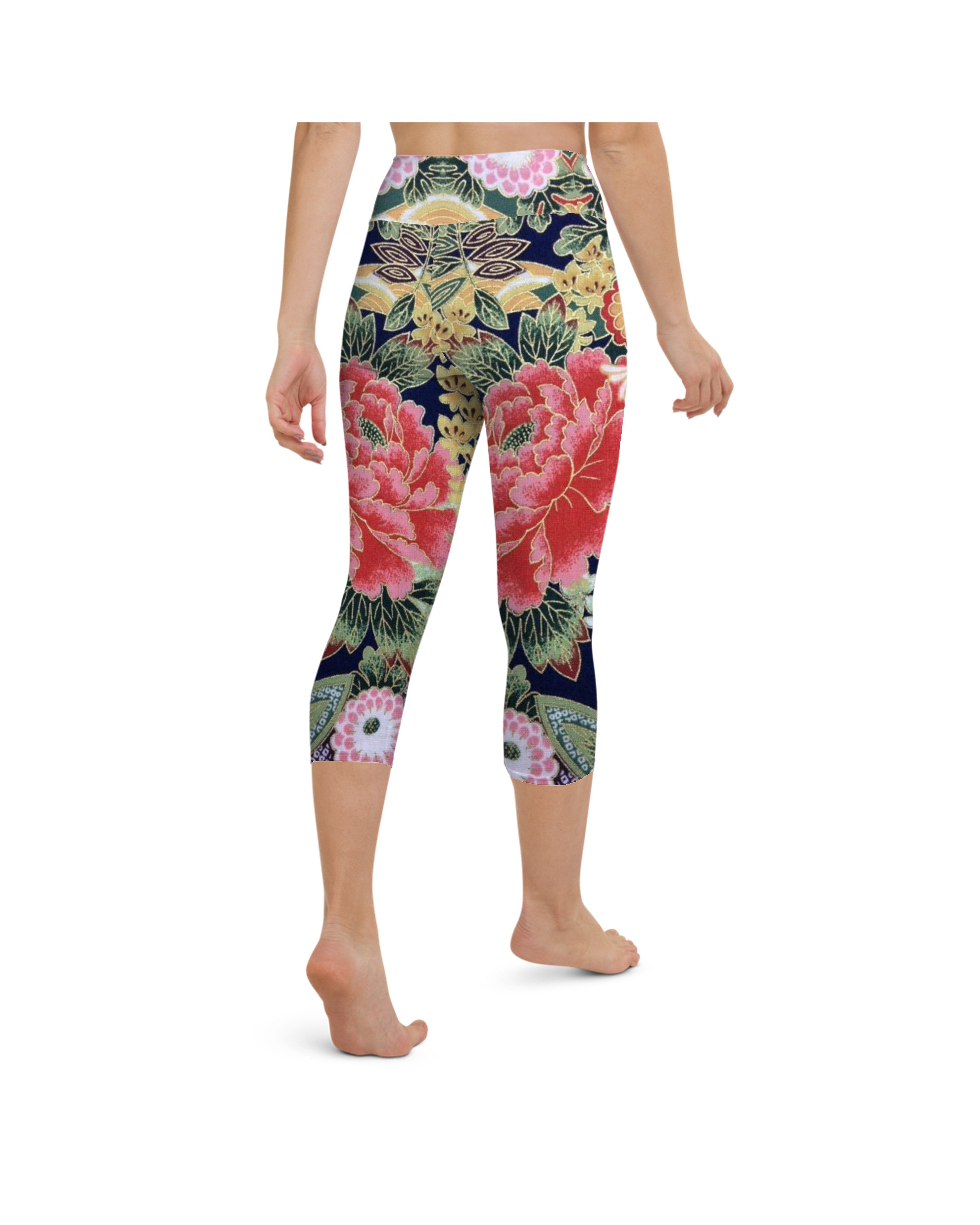 Oriental Floral Yoga Capris | GearBunch