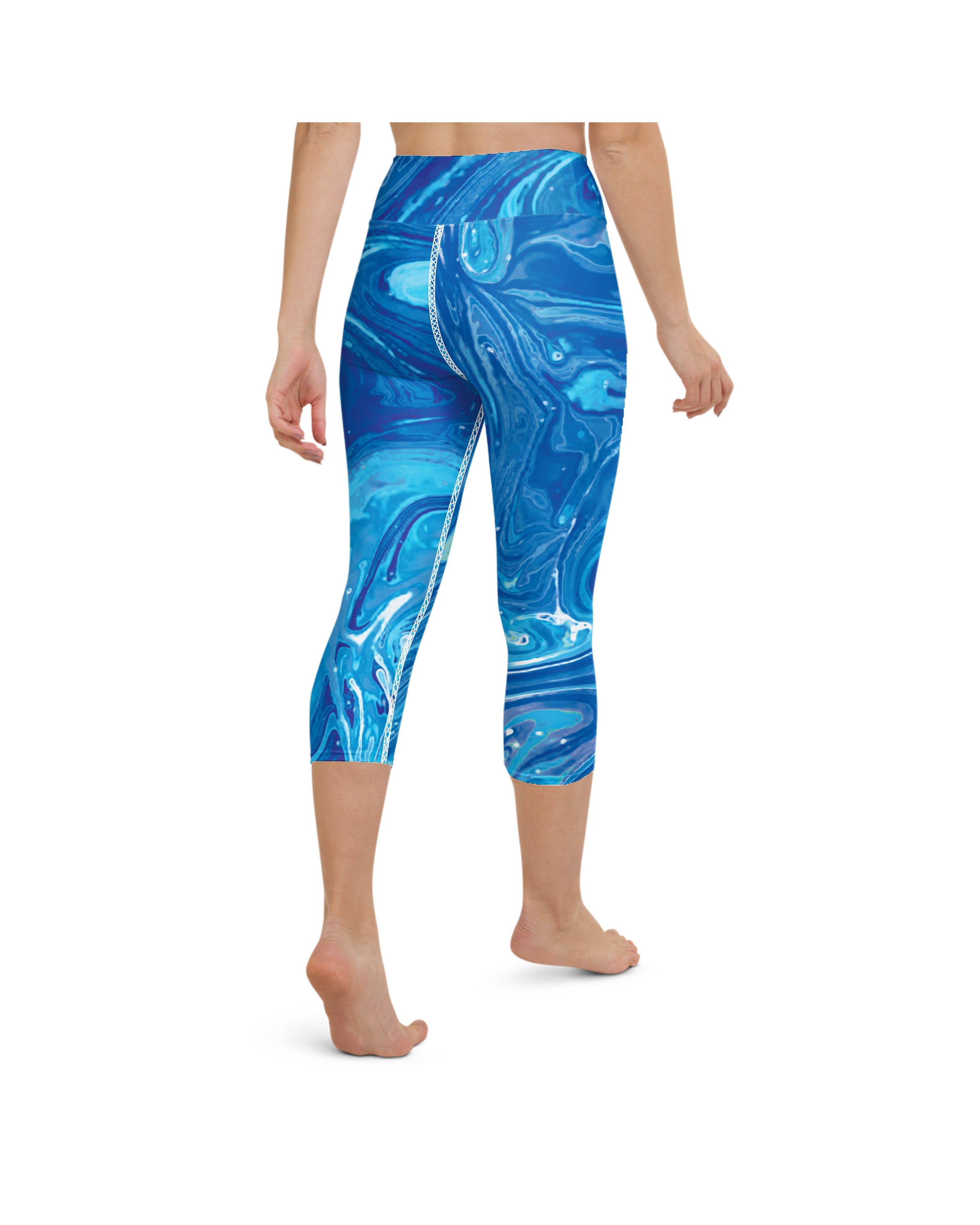 Blue Swirl Yoga Capris Gearbunch