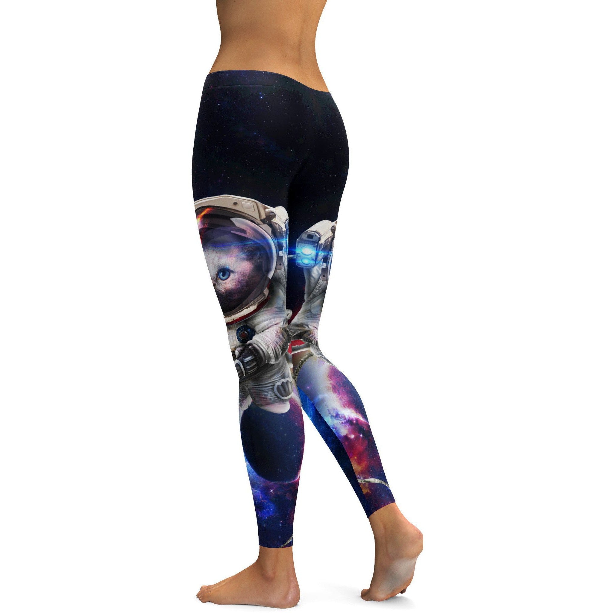 Vibrant Space Cat Leggings - GearBunch Leggings / Yoga Pants