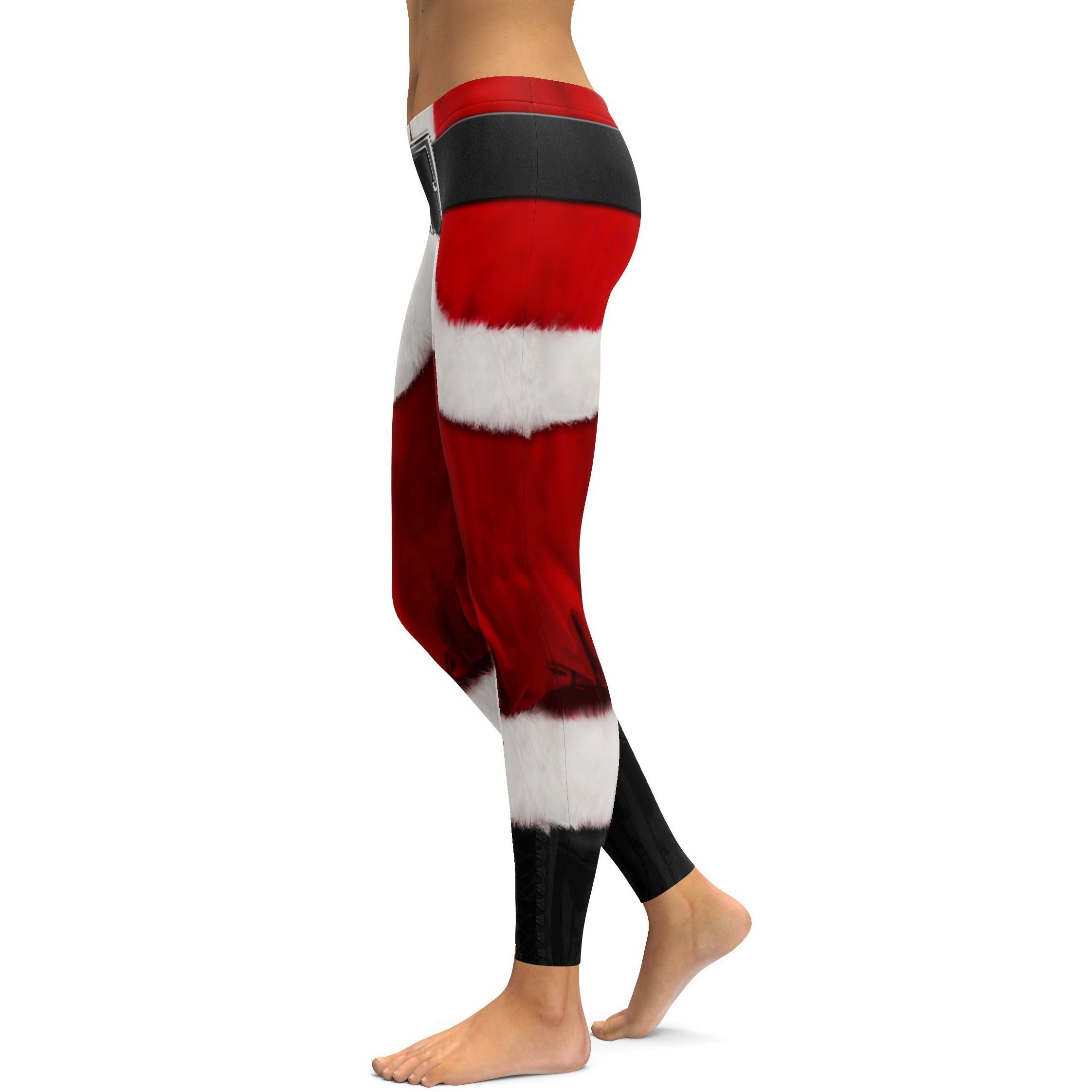 Womens Workout Yoga Santa's Pants Leggings White/Red/Black | Gearbunch.com