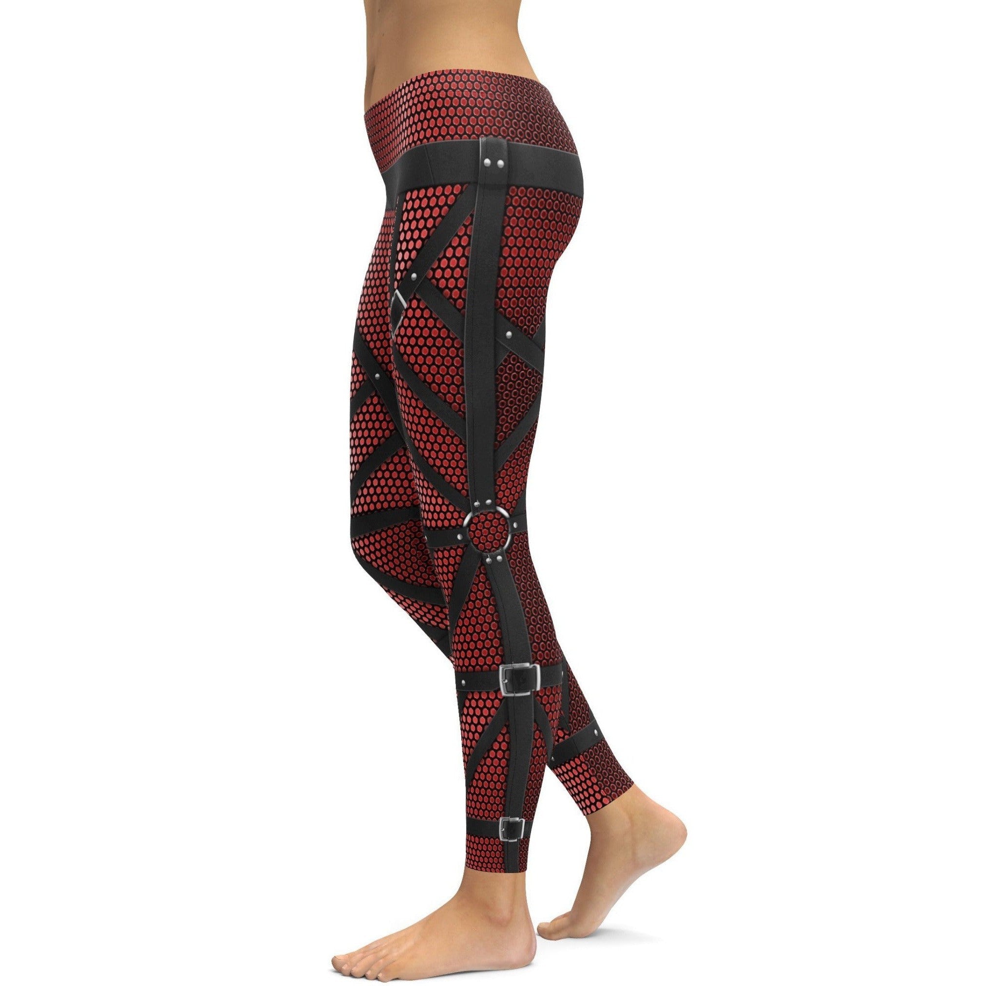 Faux Carbon and Belts Leggings - Gearbunch