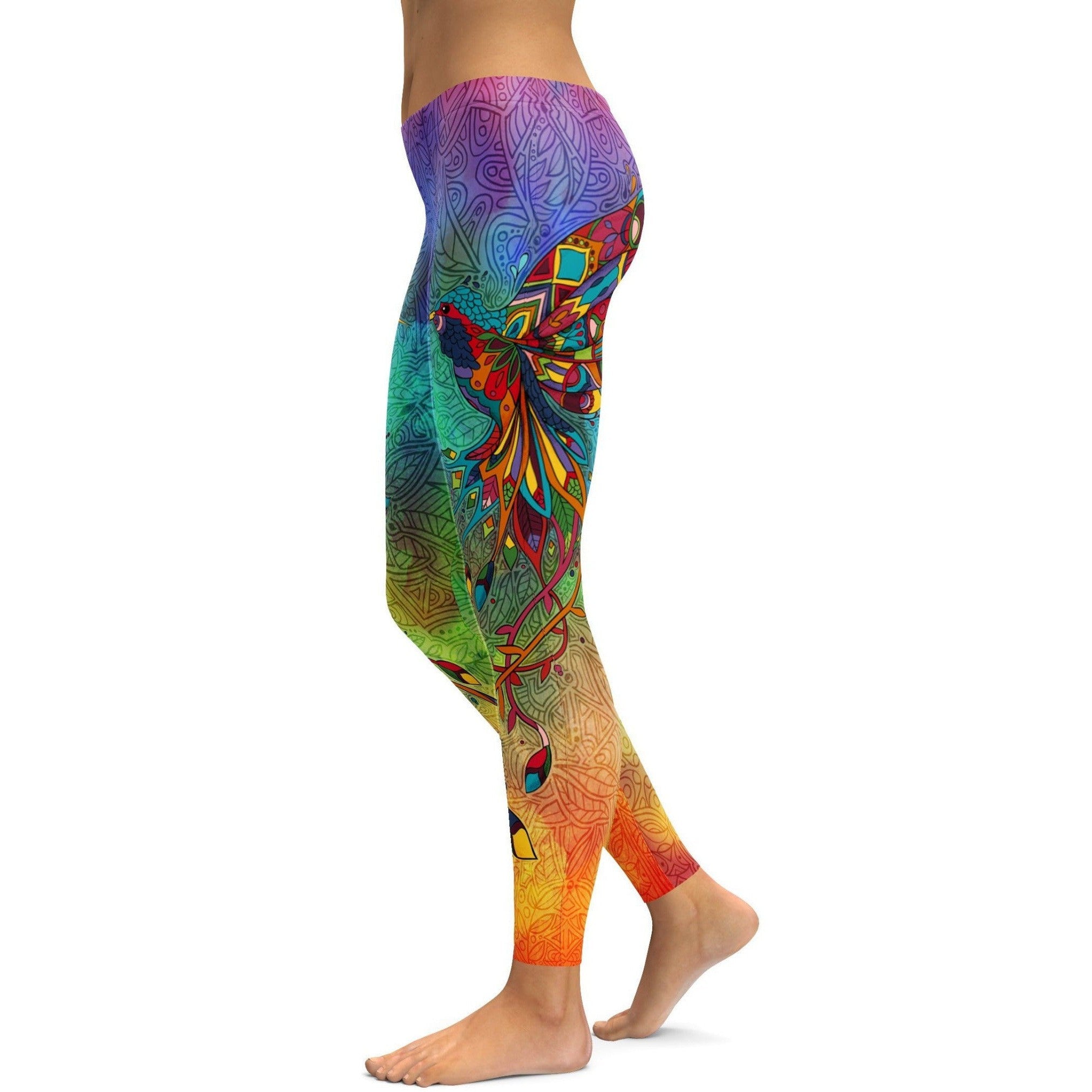 Ornamental Hummingbird Leggings - GearBunch