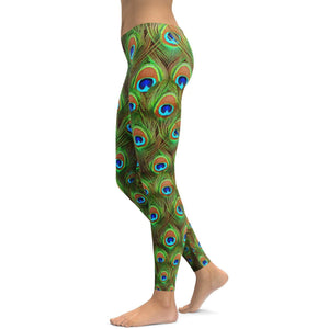 Peacock Feathered Leggings - GearBunch 