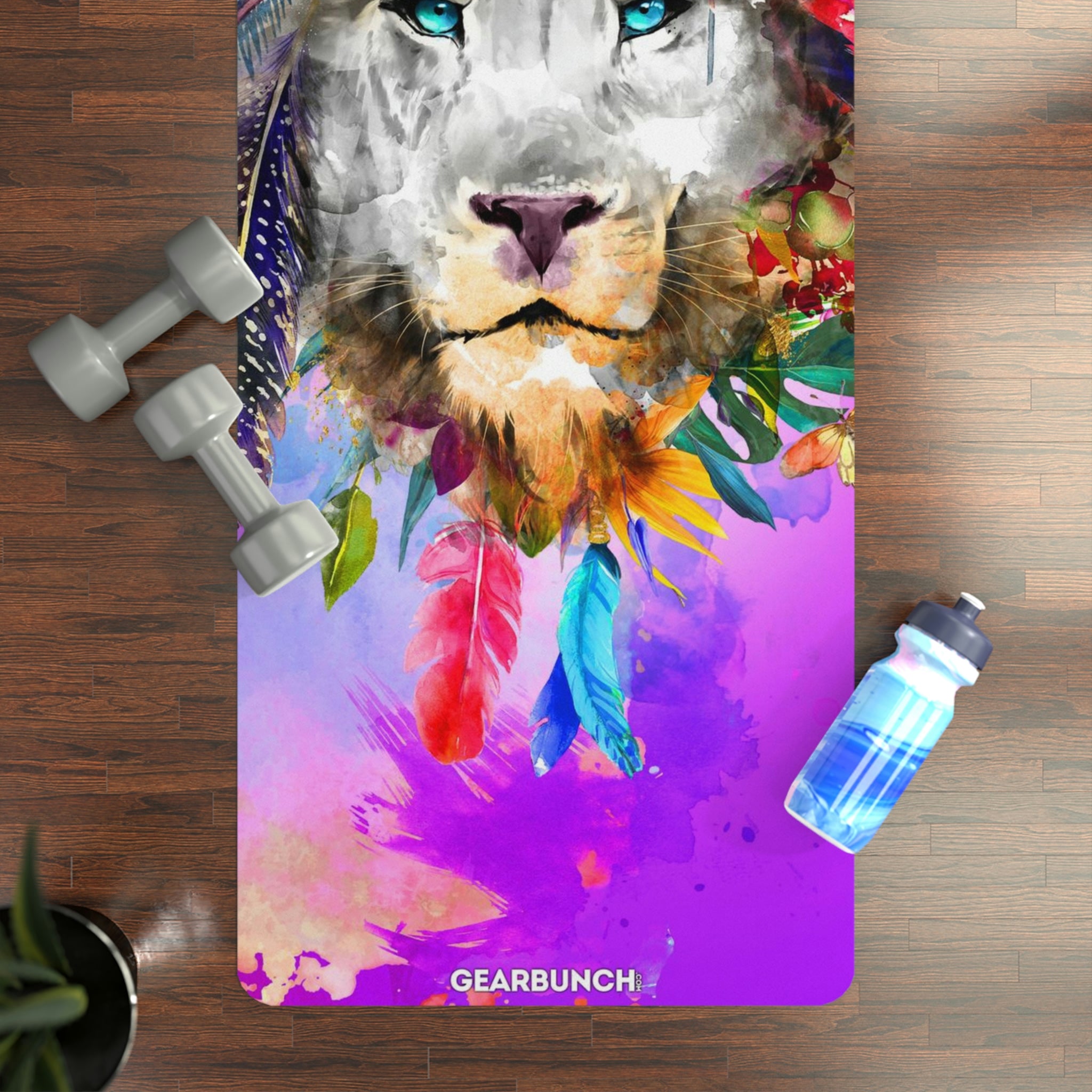 GearBunch Watercolor Colorful Lion Yoga Mat