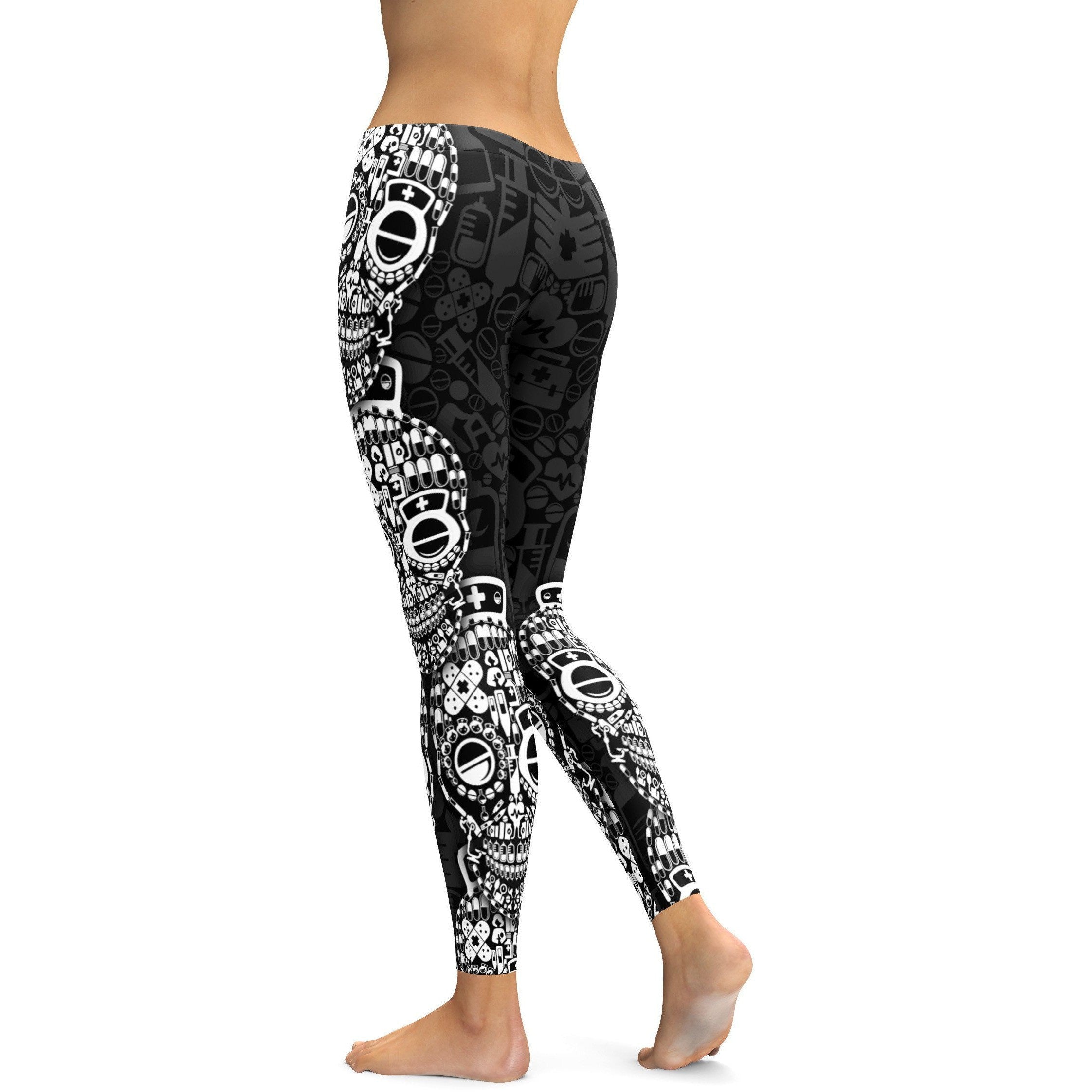 Nurse Skull Leggings - GearBunch Leggings / Yoga Pants