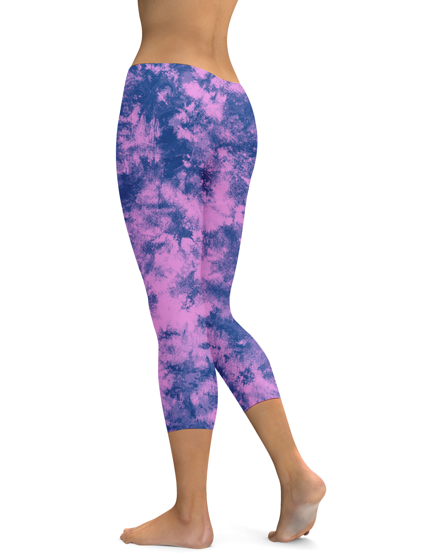 Womens Fashion Navy Glaze Capri Leggings Blue/Purple | Gearbunch.com