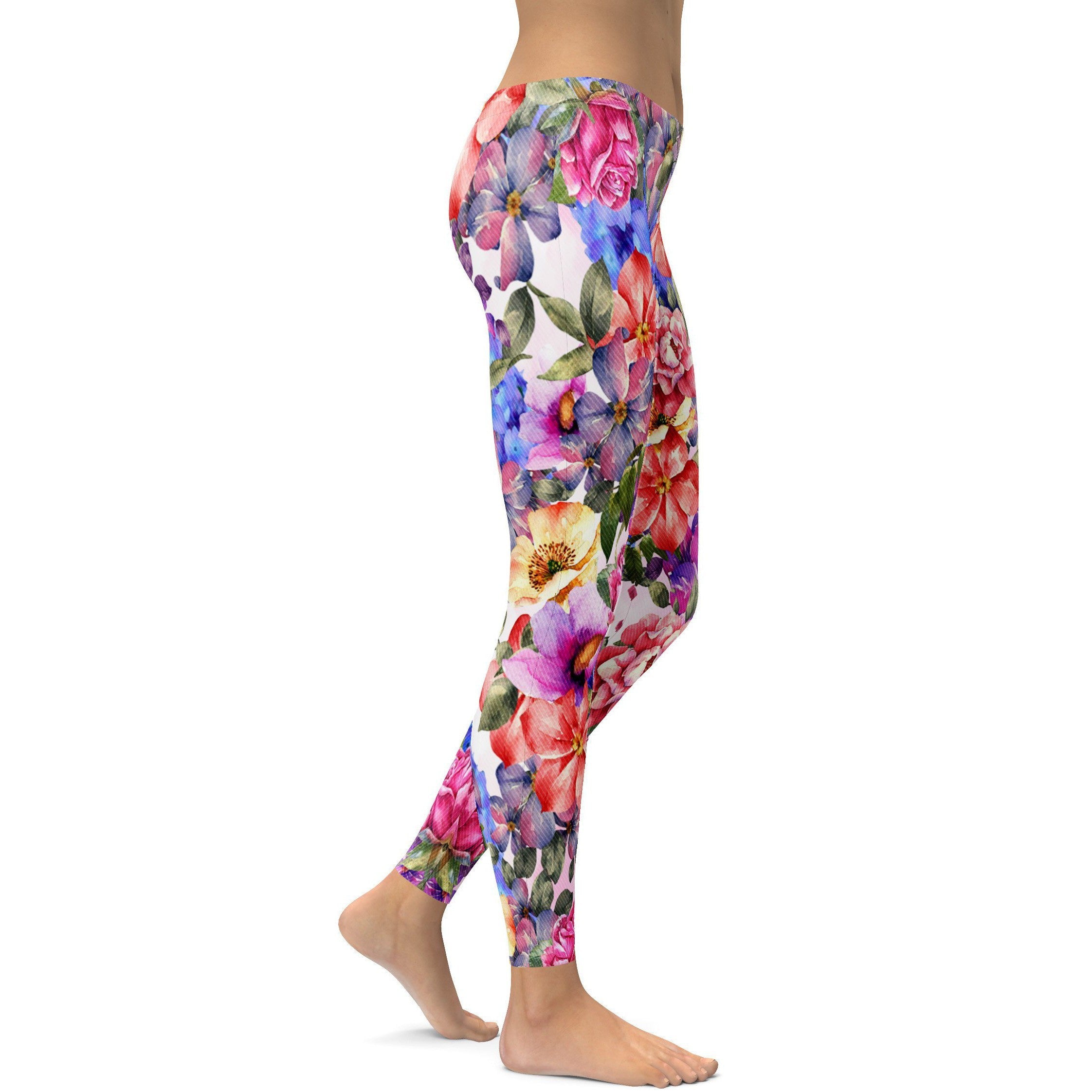 Colorful Floral Leggings - GearBunch Leggings / Yoga Pants