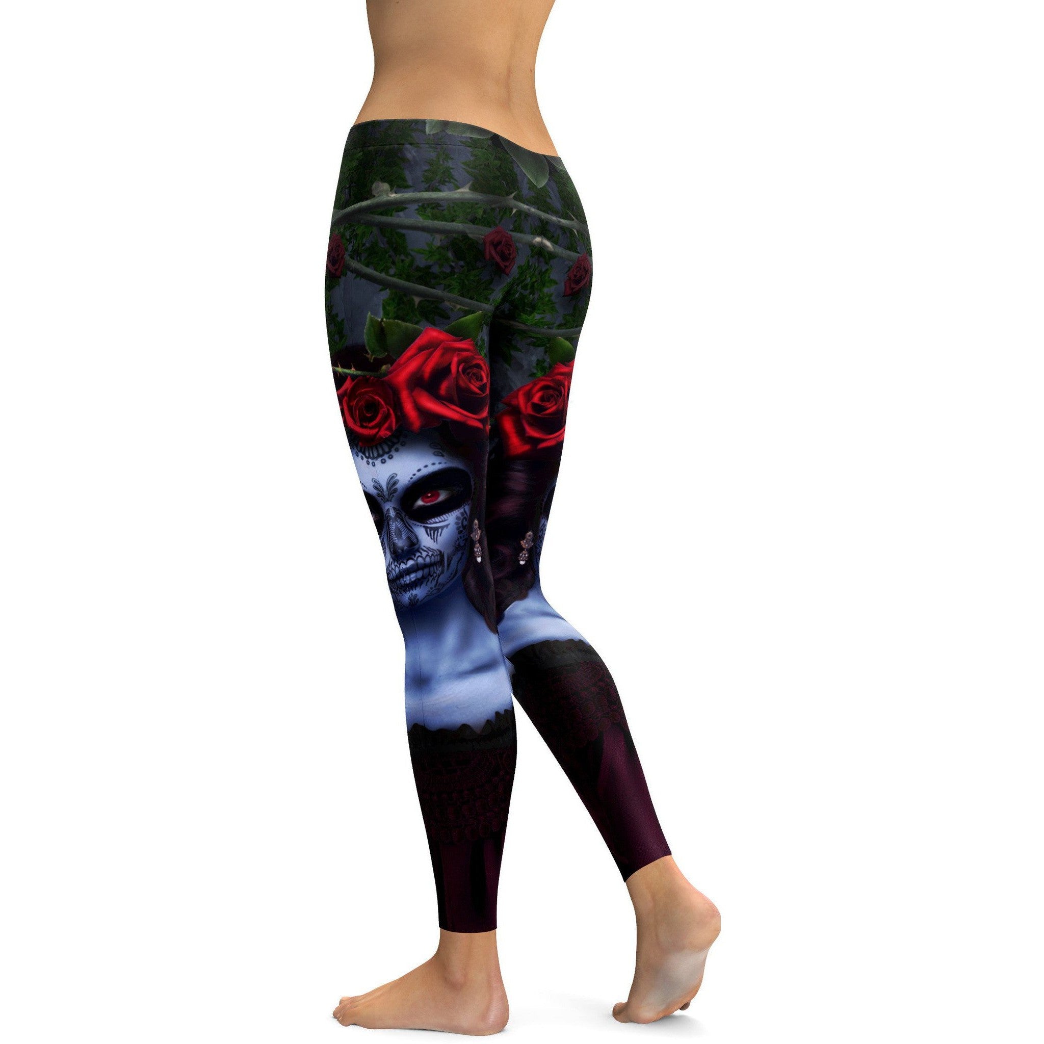 Dark Sugar Skull Leggings - GearBunch Leggings / Yoga Pants