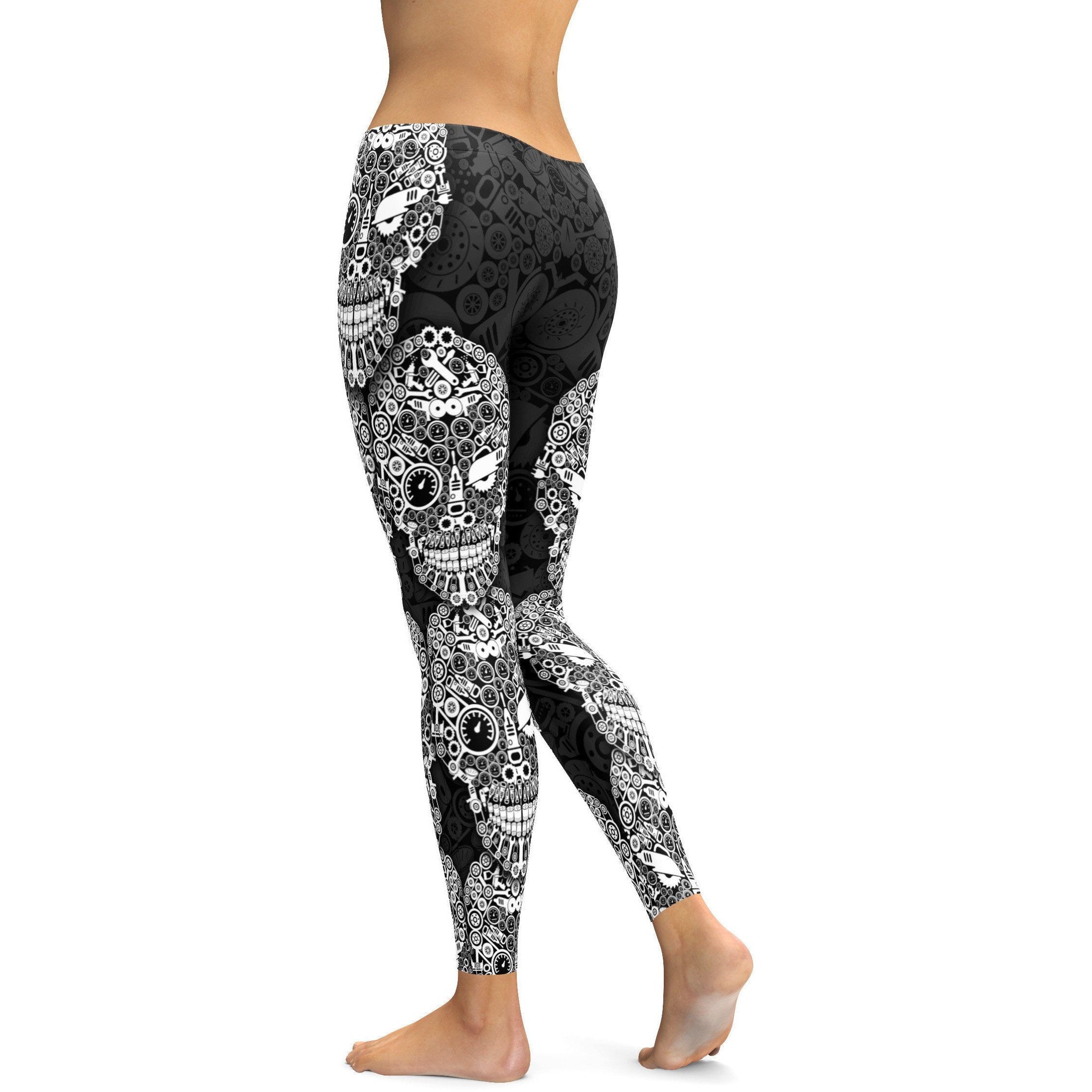 Mechanic Skull Leggings - GearBunch Leggings / Yoga Pants