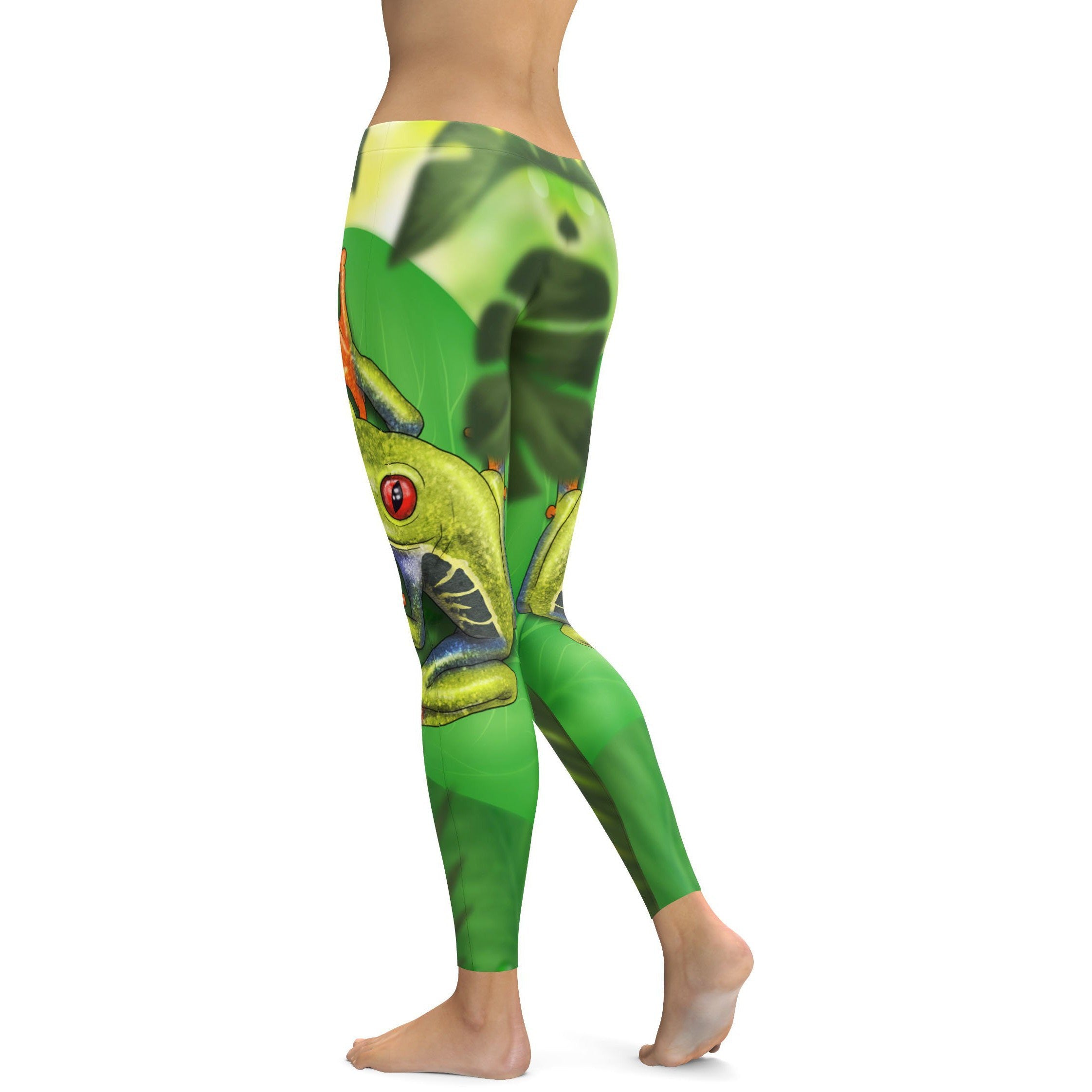 Green Tree Frog Leggings - GearBunch Leggings / Yoga Pants