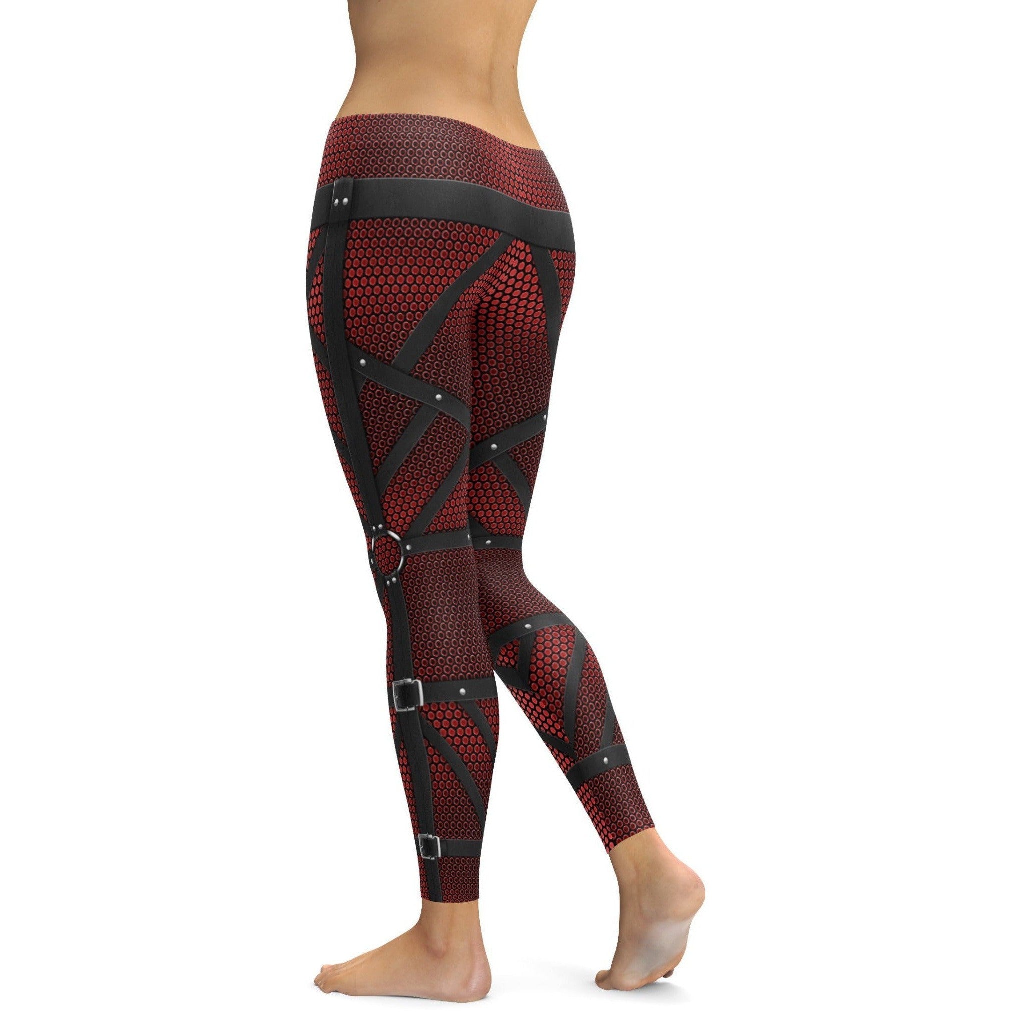 Faux Carbon and Belts Leggings | Gearbunch