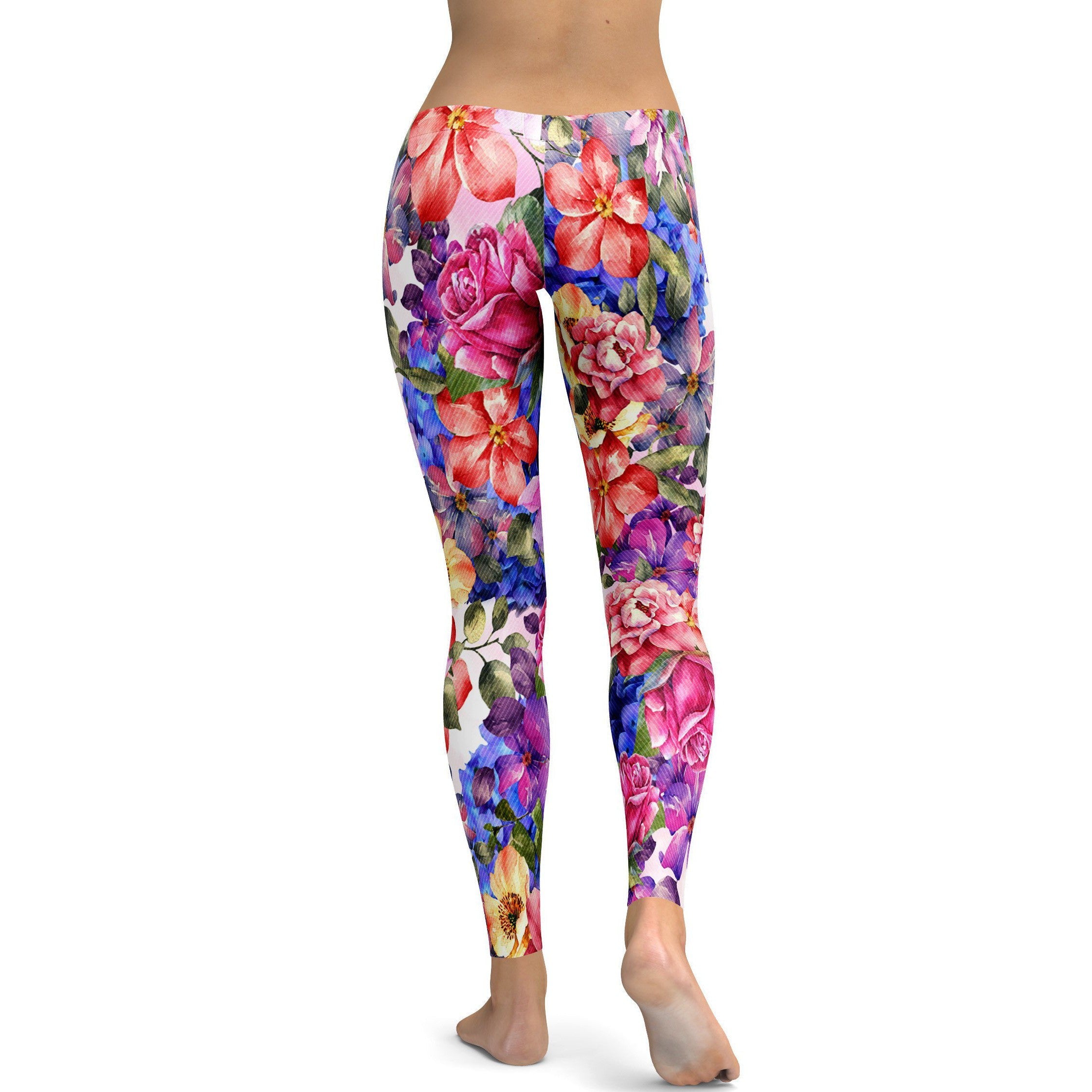 Colorful Floral Leggings - GearBunch Leggings / Yoga Pants