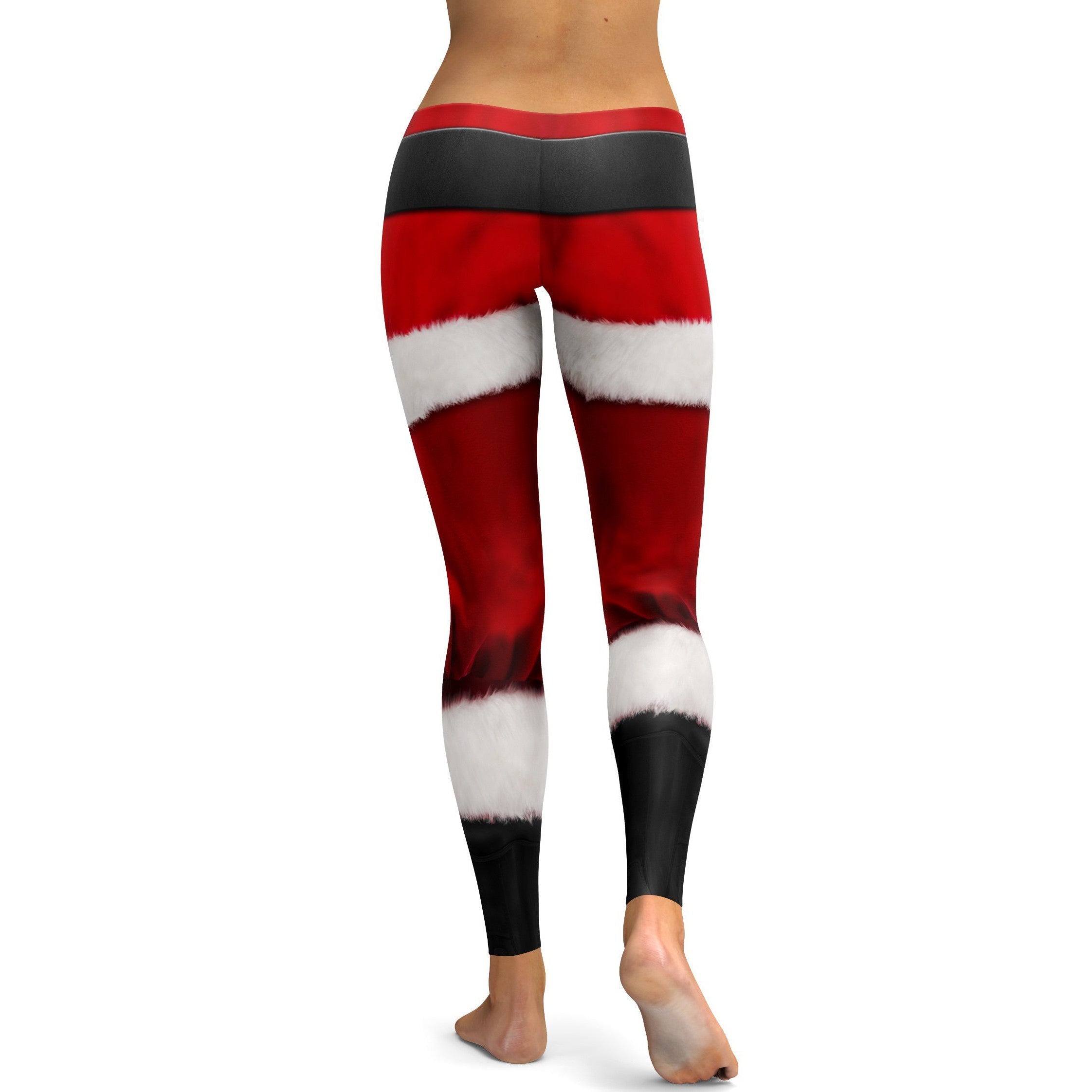 Womens Workout Yoga Santa's Pants Leggings White/Red/Black