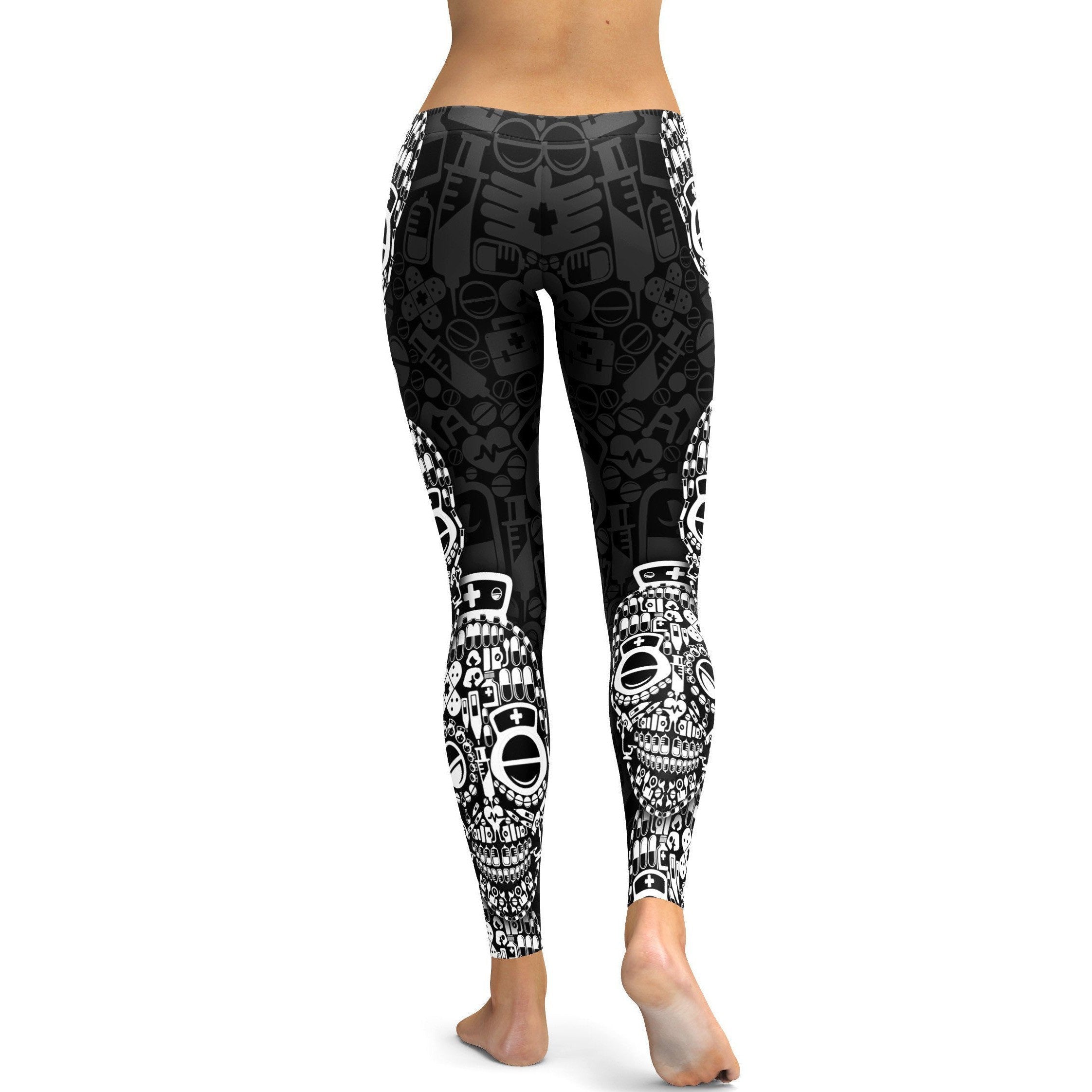 Nurse Skull Leggings - GearBunch Leggings / Yoga Pants