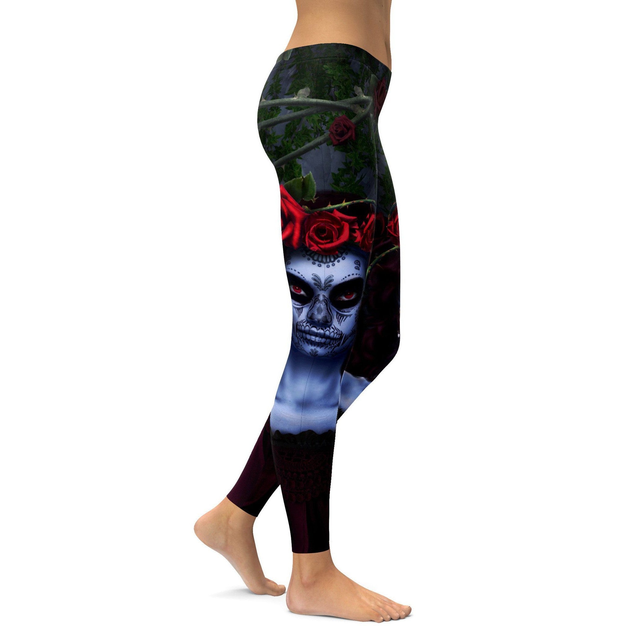 Dark Sugar Skull Leggings - GearBunch Leggings / Yoga Pants