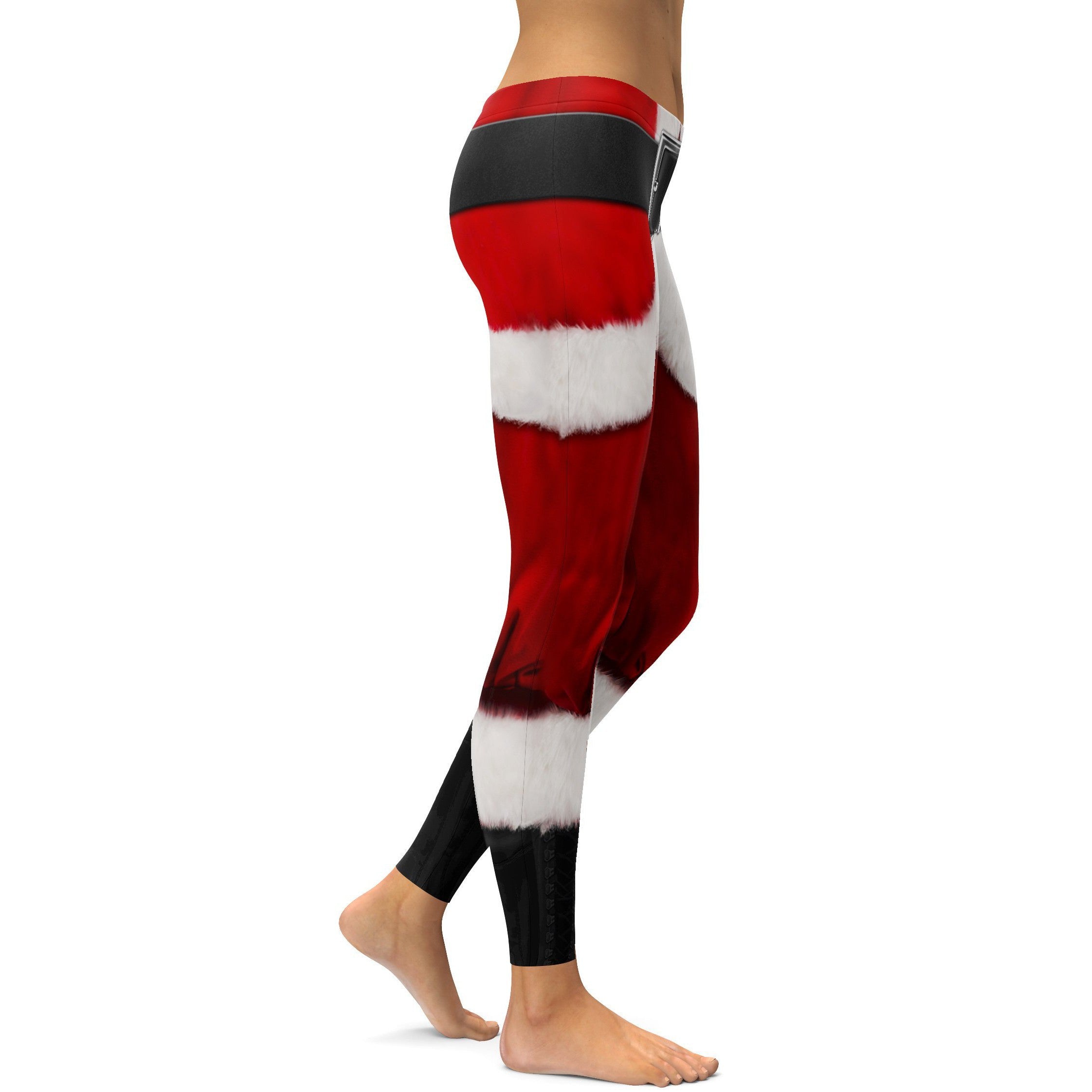 Womens Workout Yoga Santa's Pants Leggings White/Red/Black | Gearbunch.com