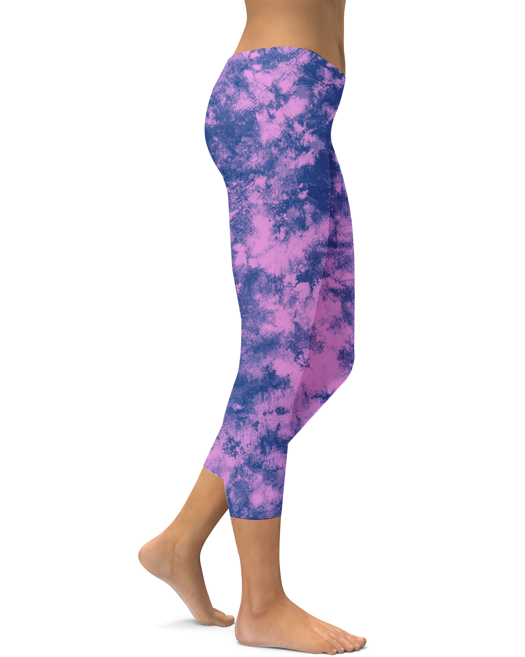 Womens Fashion Navy Glaze Capri Leggings Blue/Purple | Gearbunch.com