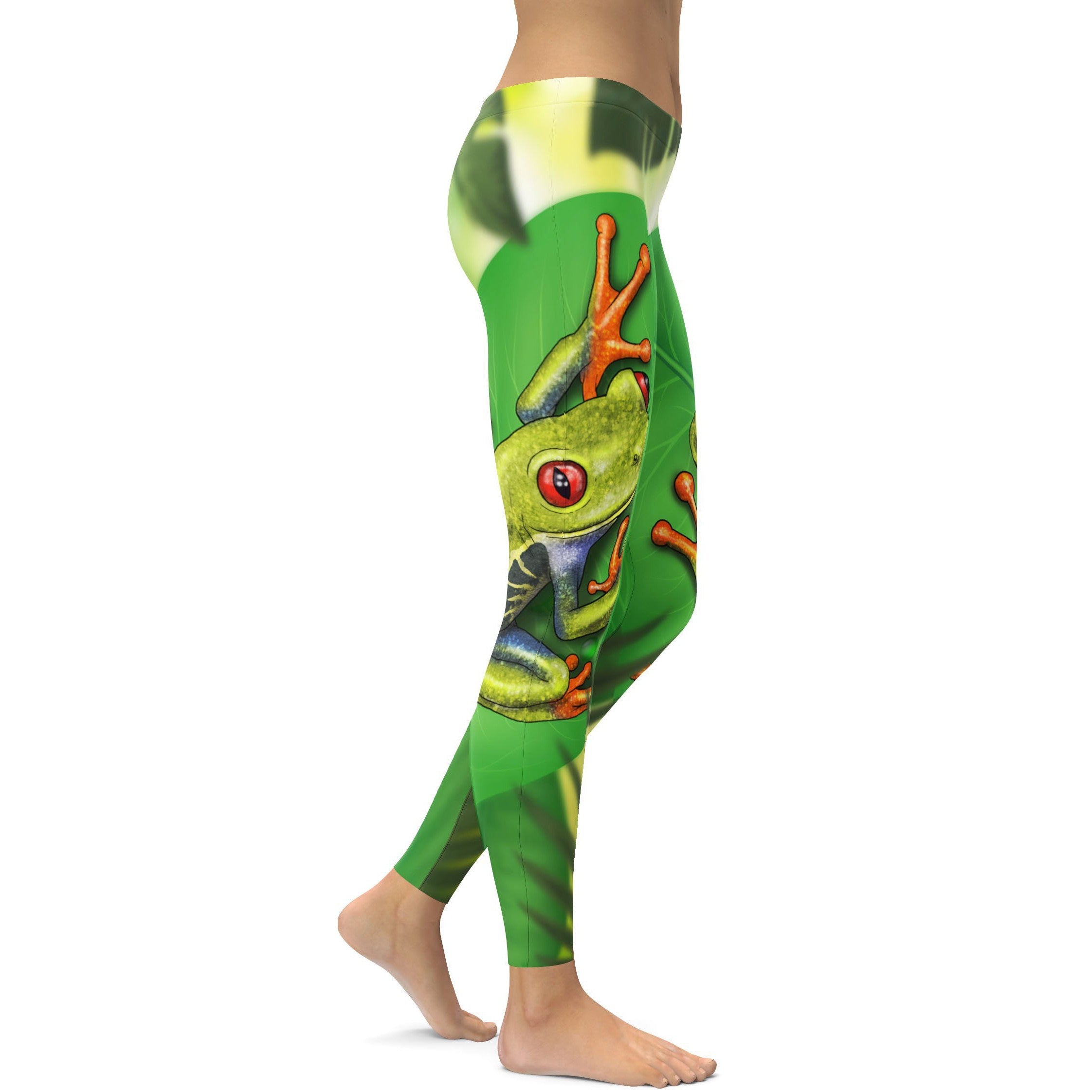 Green Tree Frog Leggings - GearBunch Leggings / Yoga Pants