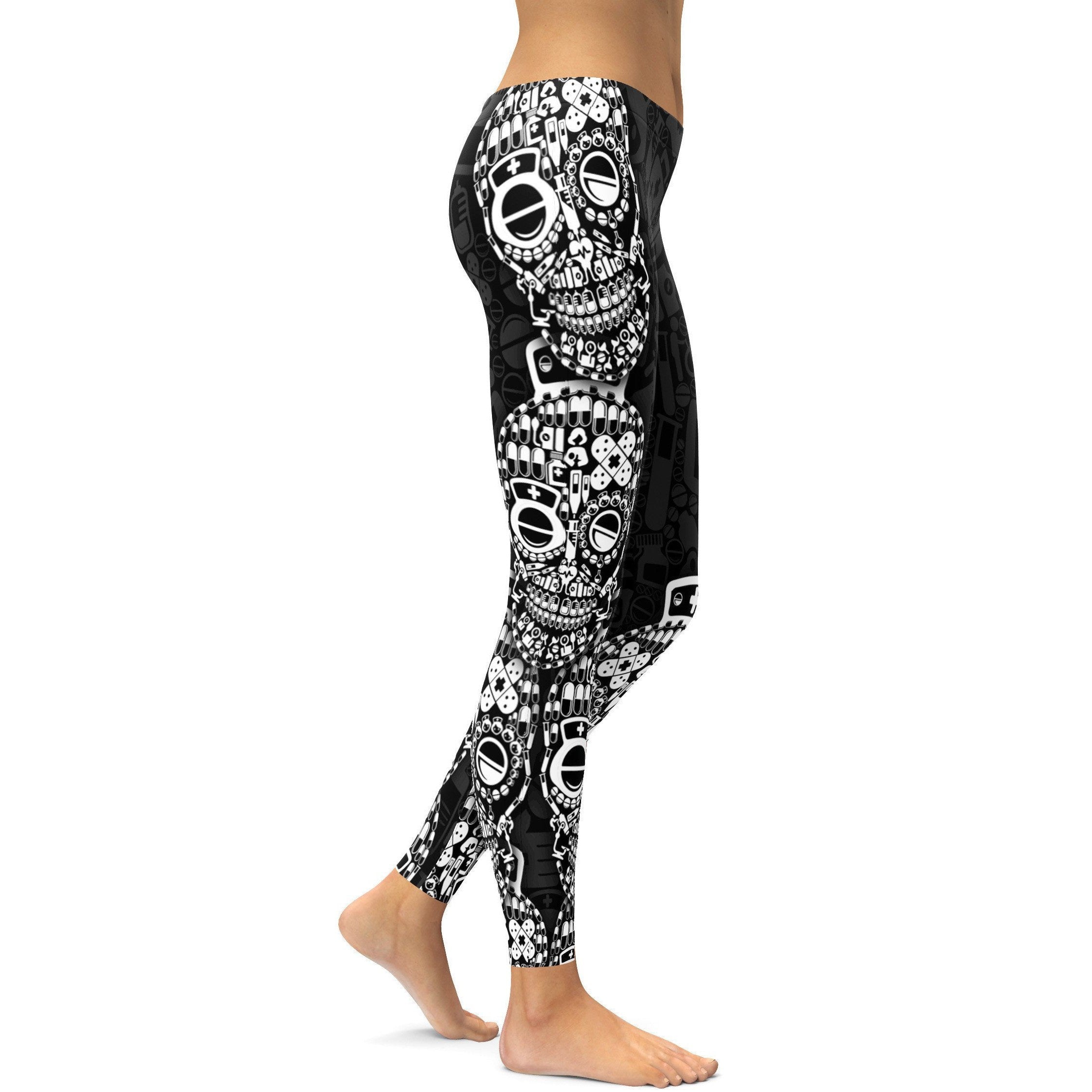 Nurse Skull Leggings - GearBunch Leggings / Yoga Pants