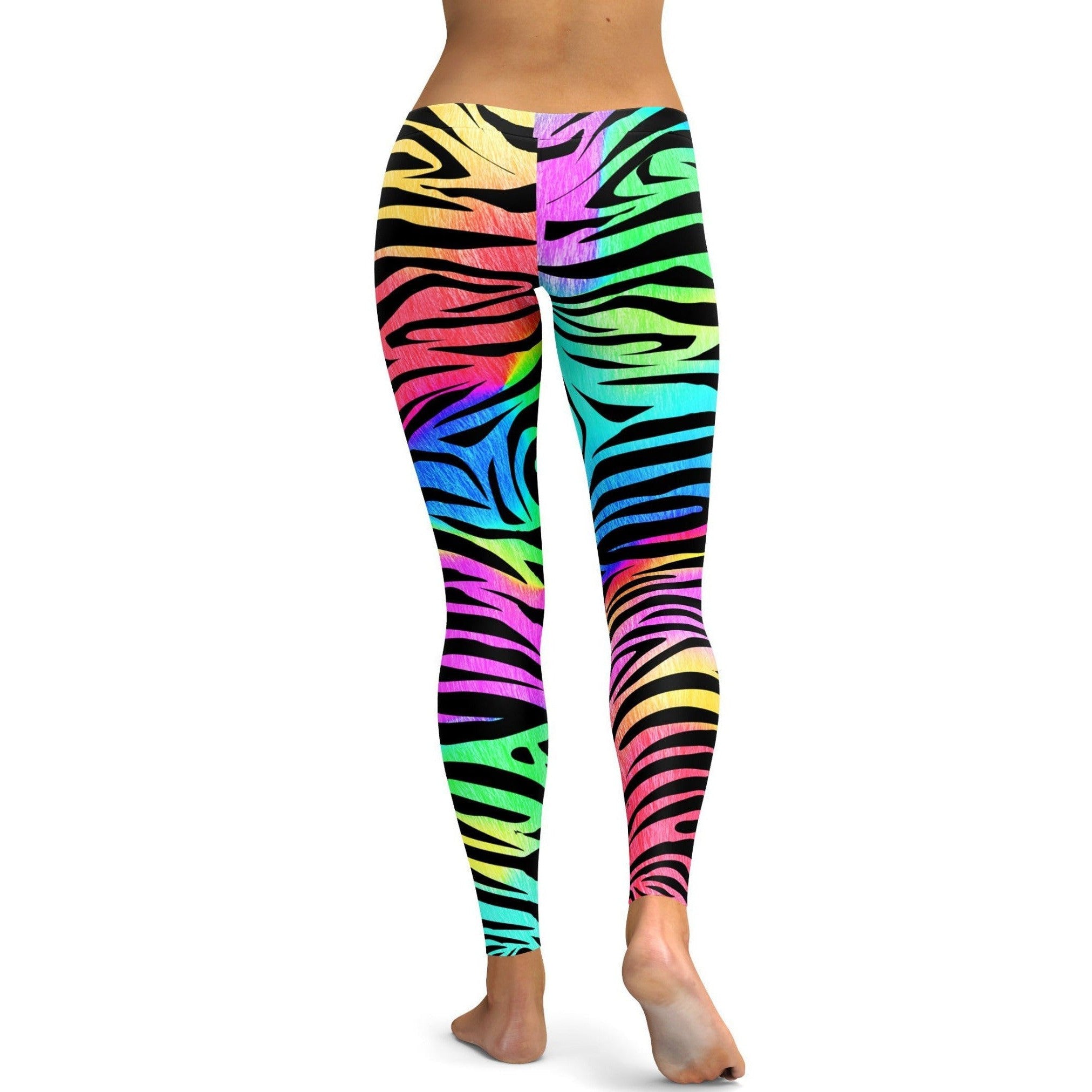 GearBunch - Colorful Zebra Striped Leggings