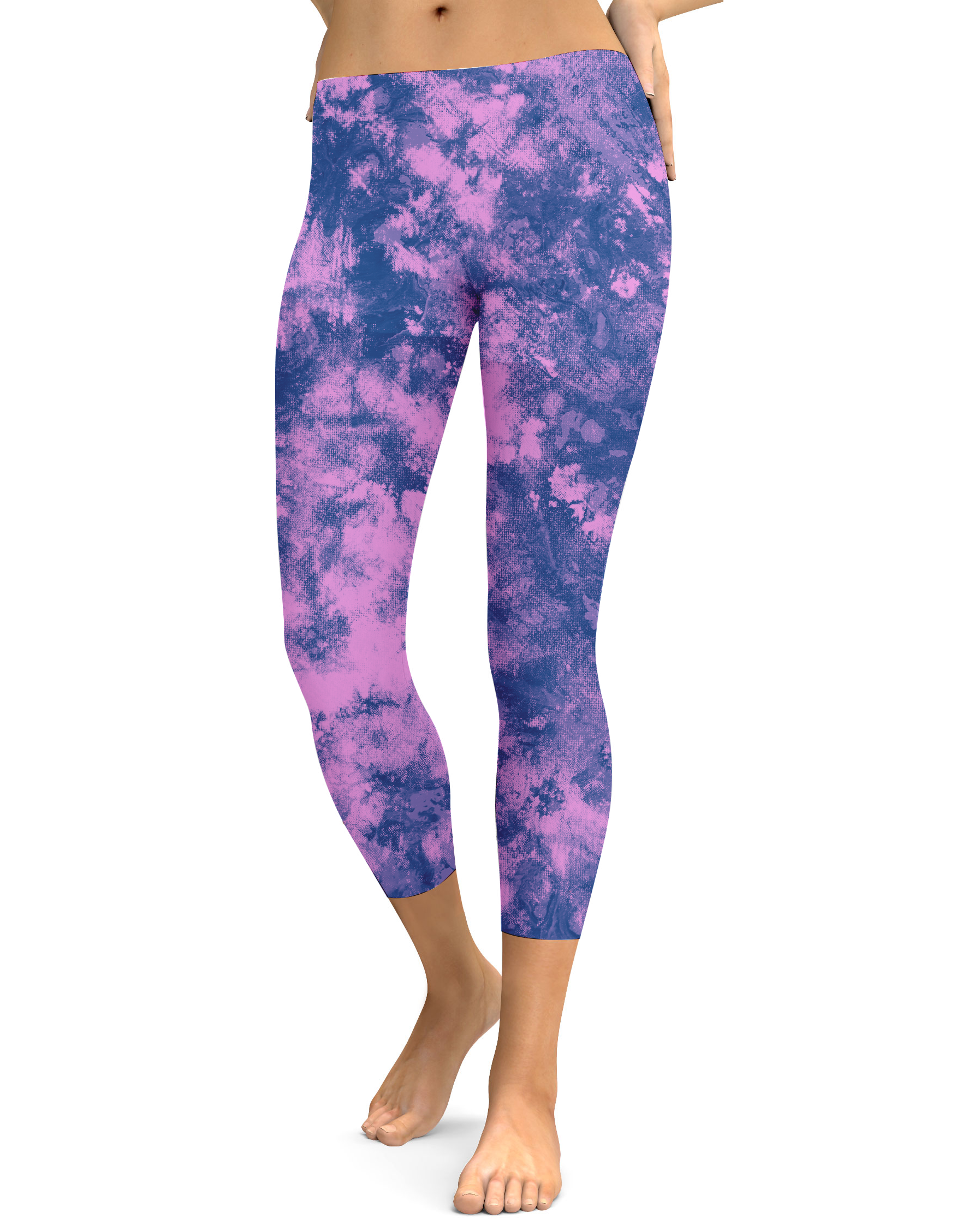 Womens Fashion Navy Glaze Capri Leggings Blue/Purple | Gearbunch.com