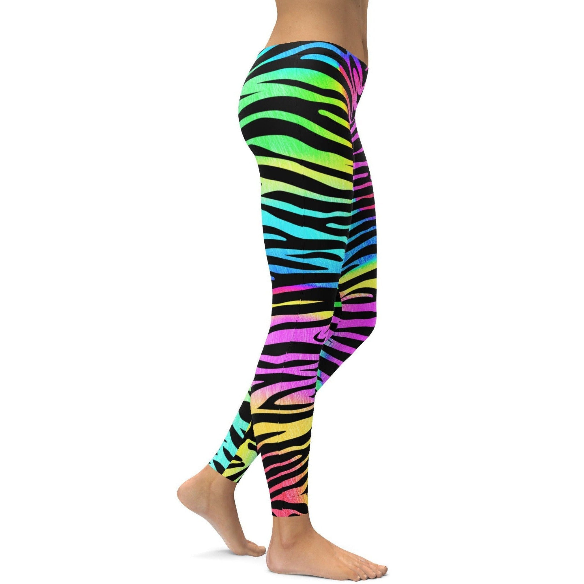 GearBunch - Colorful Zebra Striped Leggings